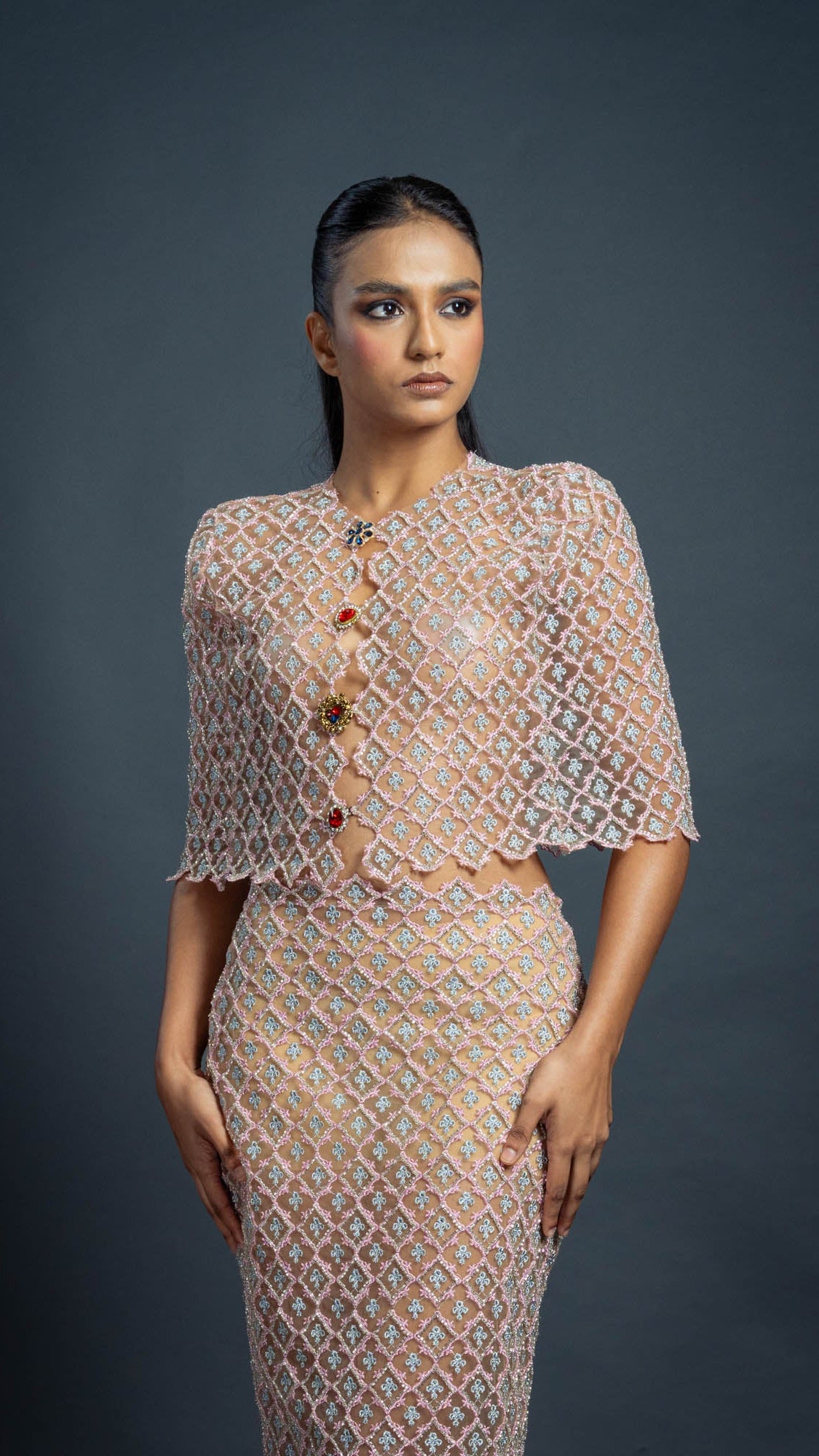 LOVI Blush Pink Evening Couture Set