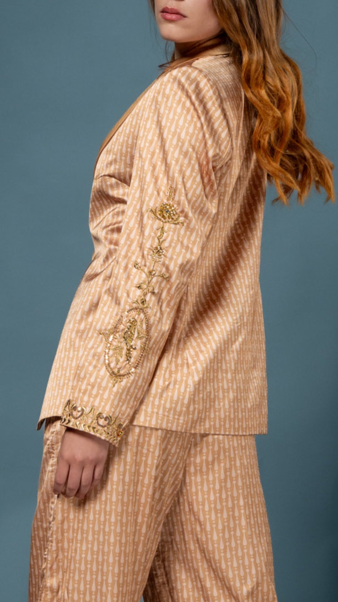 LOVI Celestial Garden Gold Blazer & Wide Leg Pants