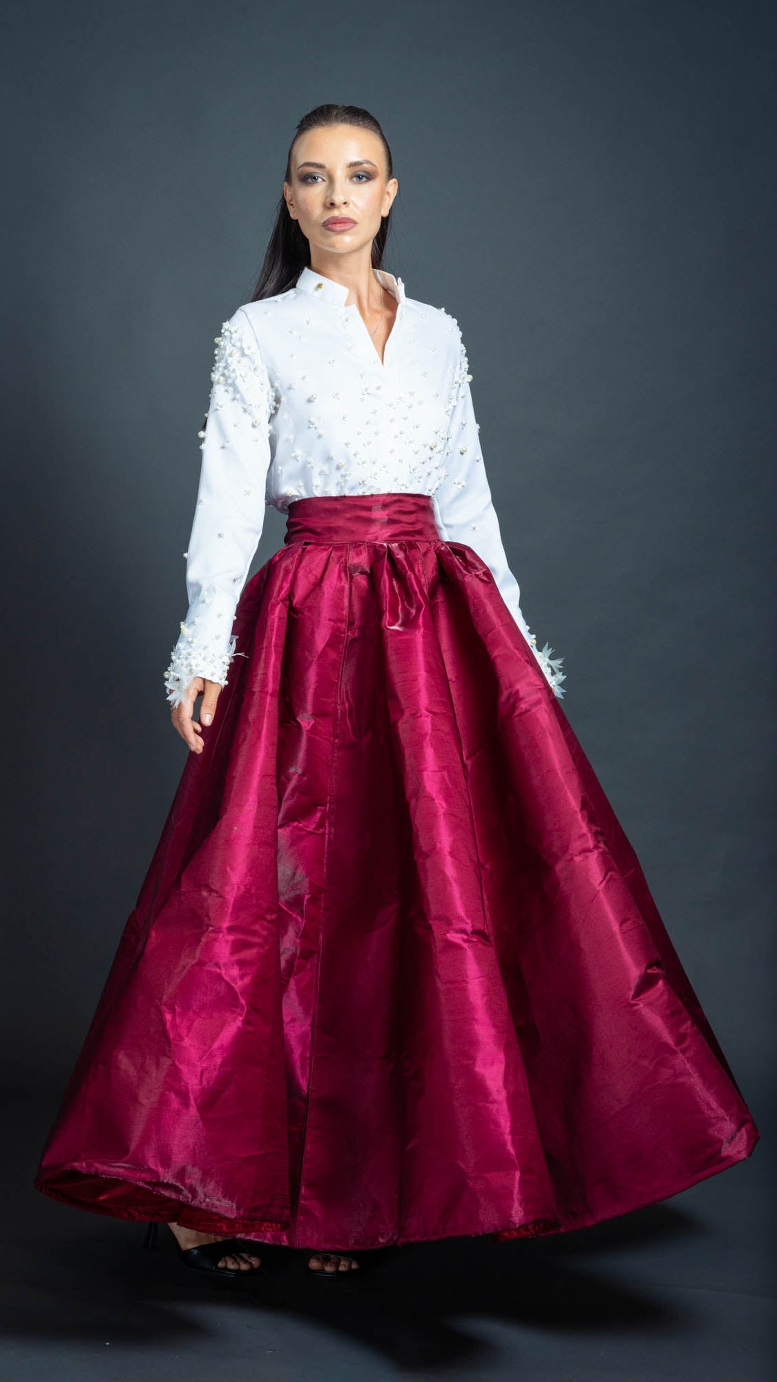 LOVI Floral & Pearl Blouse & Skirt