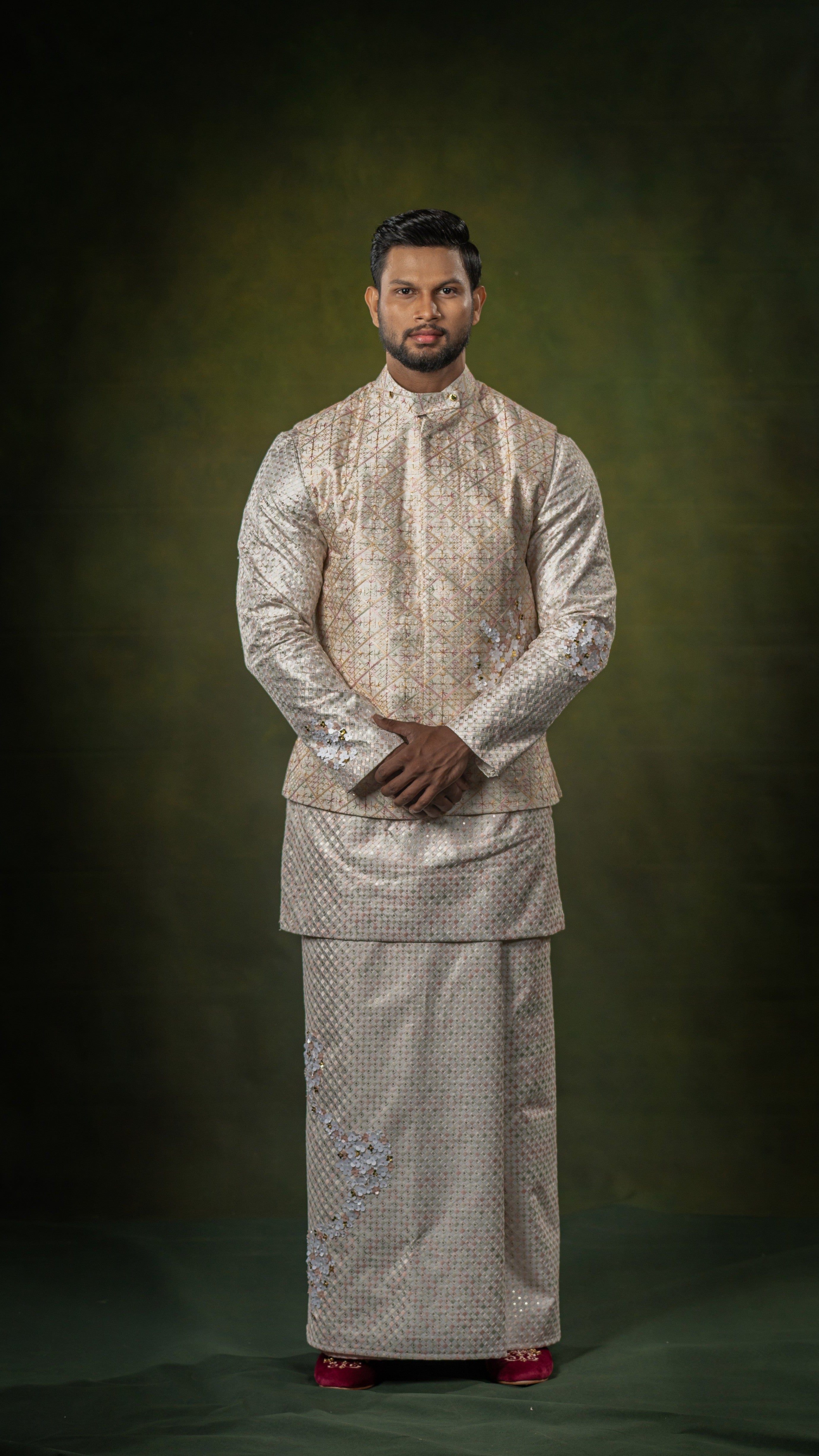 LOVI Long National with Pastel Pink & Gold Waistcoat