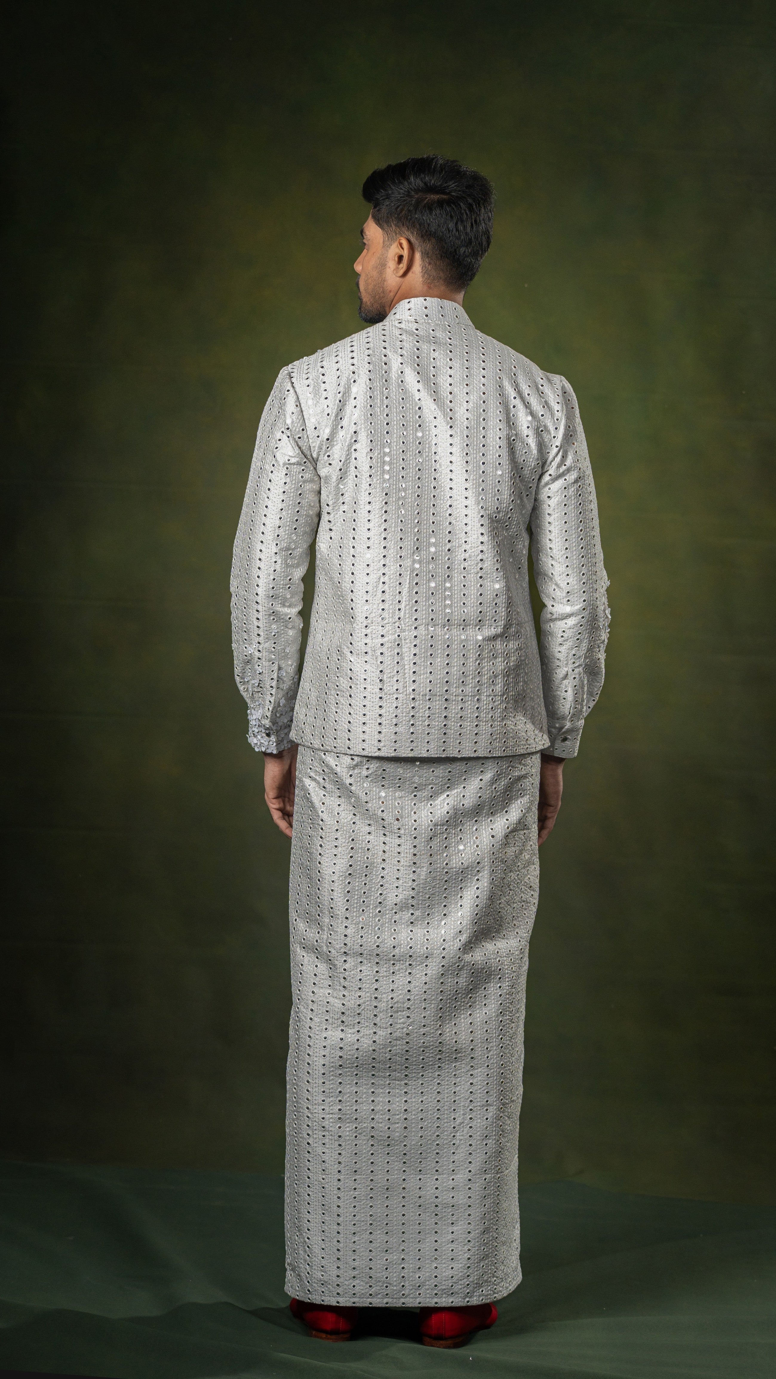 LOVI White Modern National Shirt & Sarong