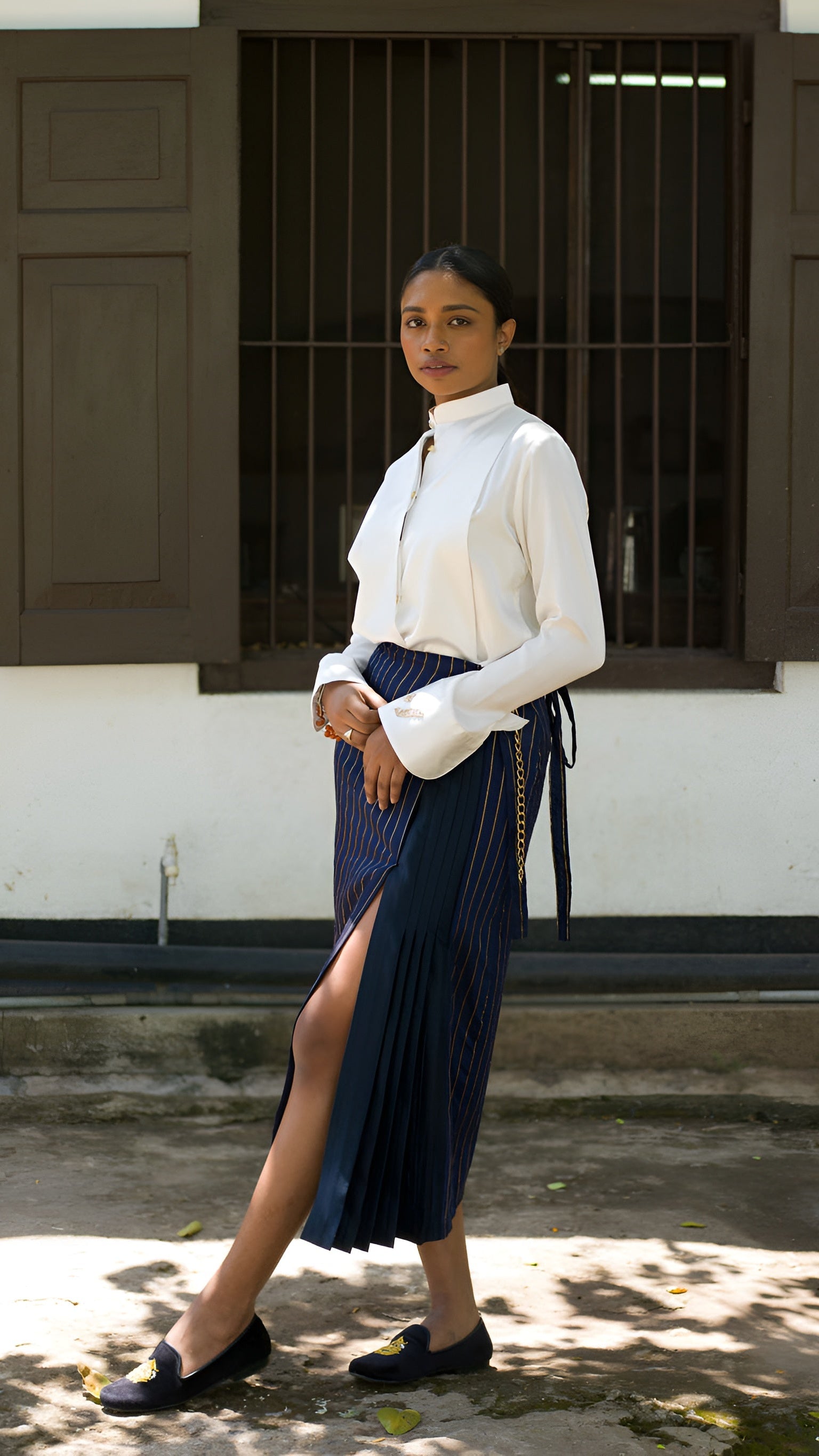 Royal Pinstripes Pleated Wrap Sarong