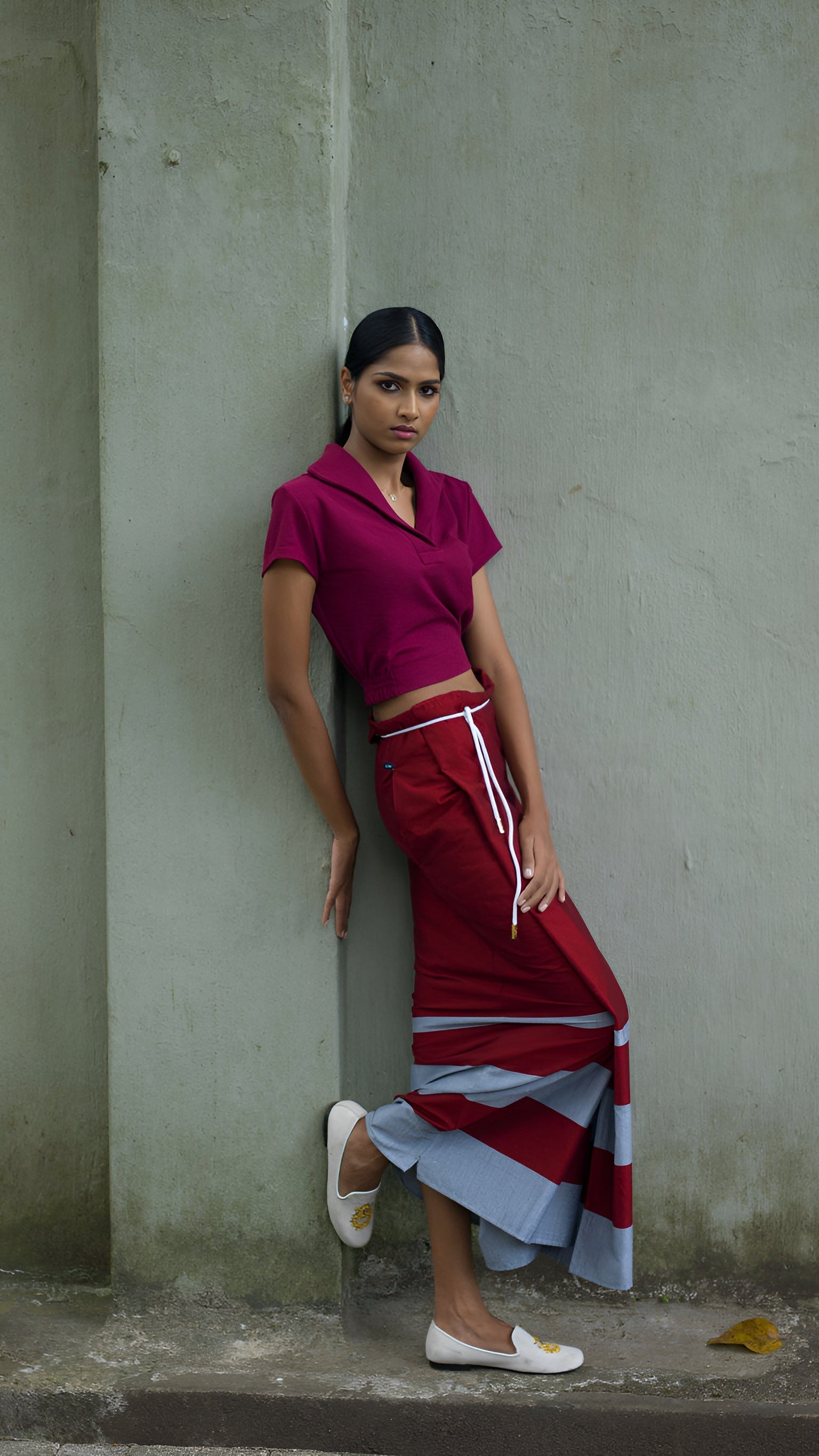 Rugby Sarong Crimson Red with silver lines