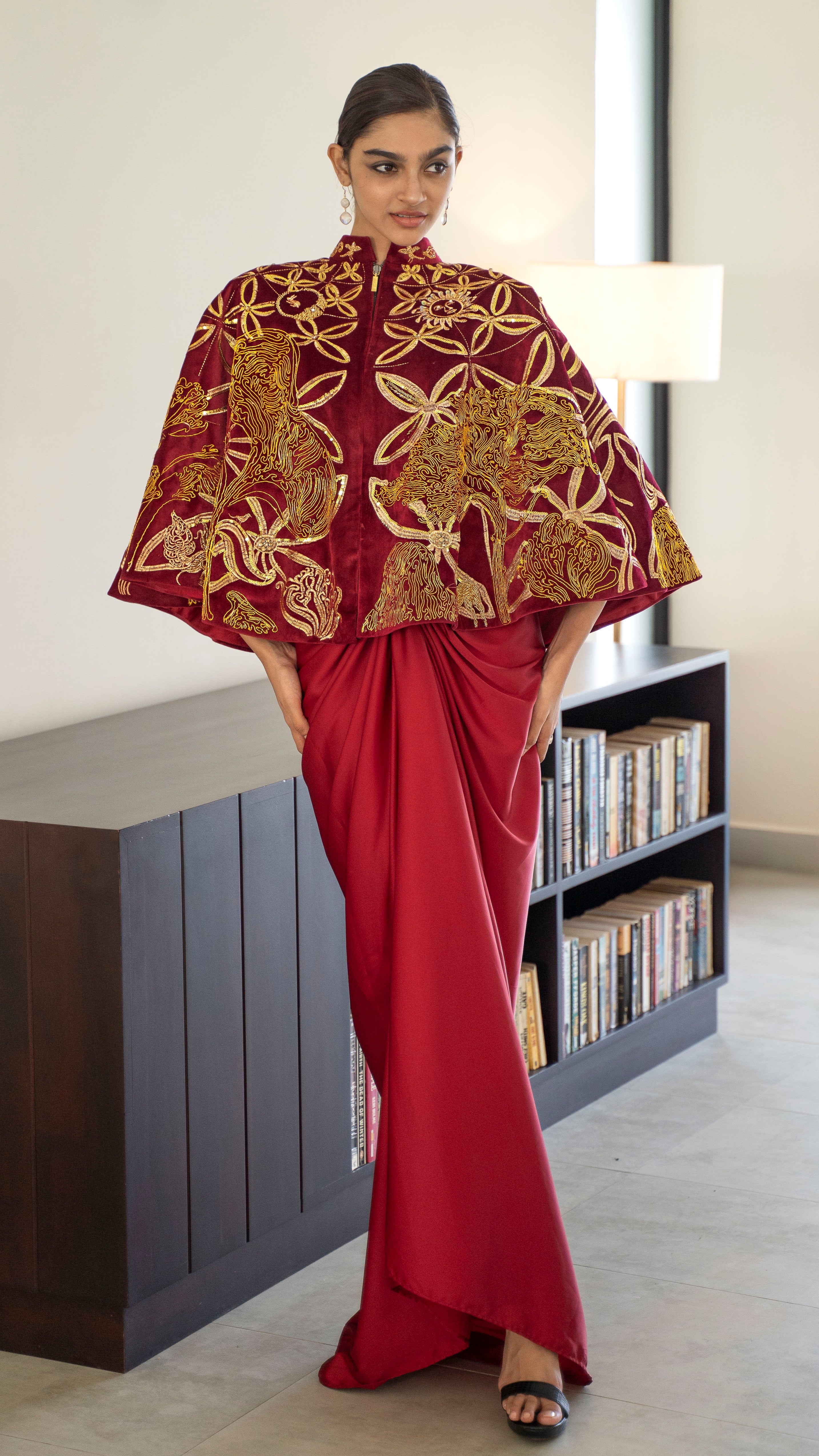 LOVI Gold & Red Velvet Cape