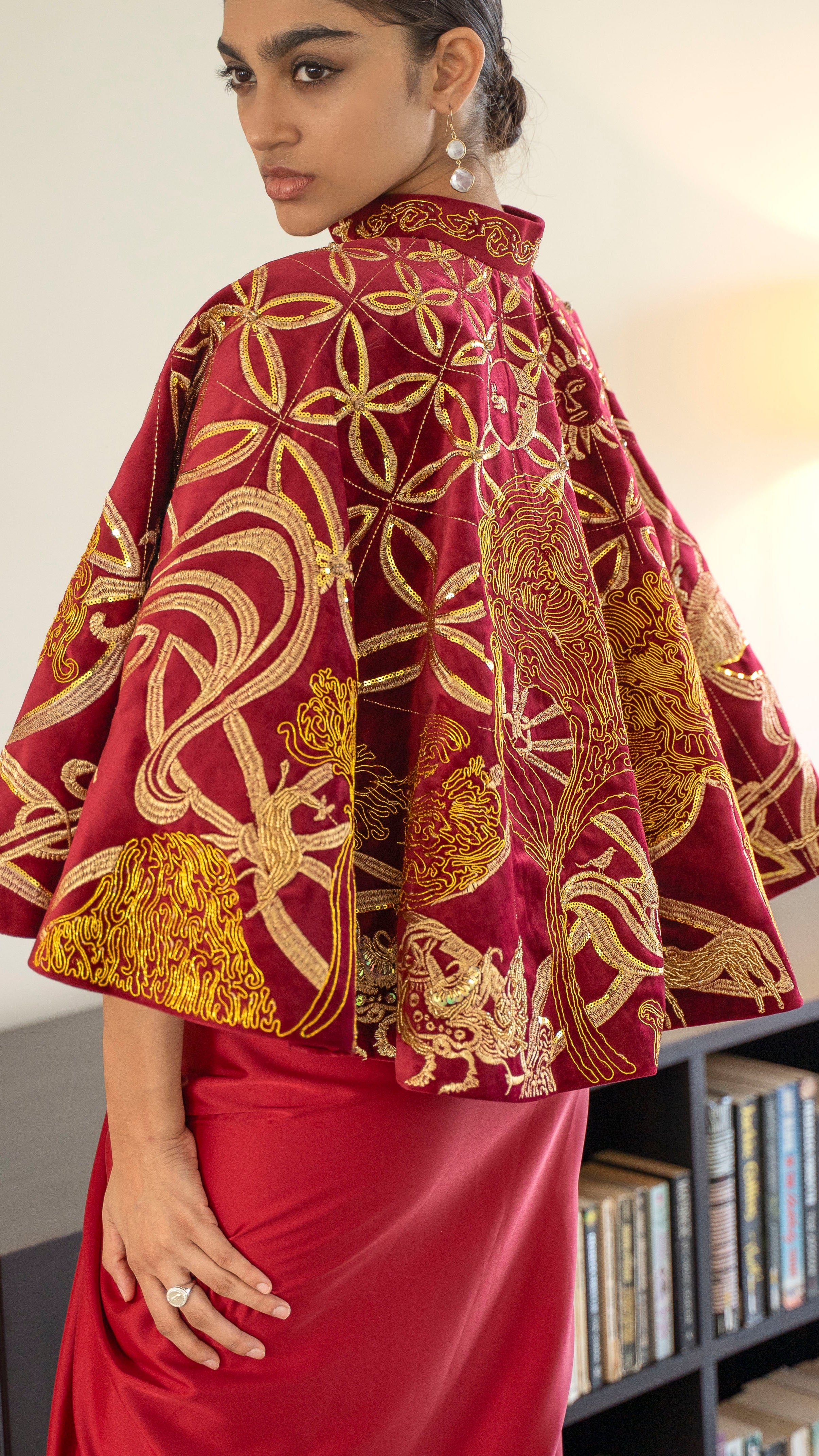 LOVI Gold & Red Velvet Cape