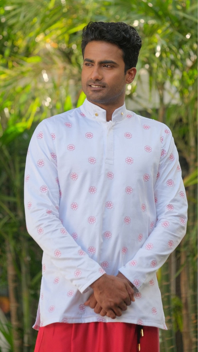 Sal Mal Shirt x Red Silk Sarong