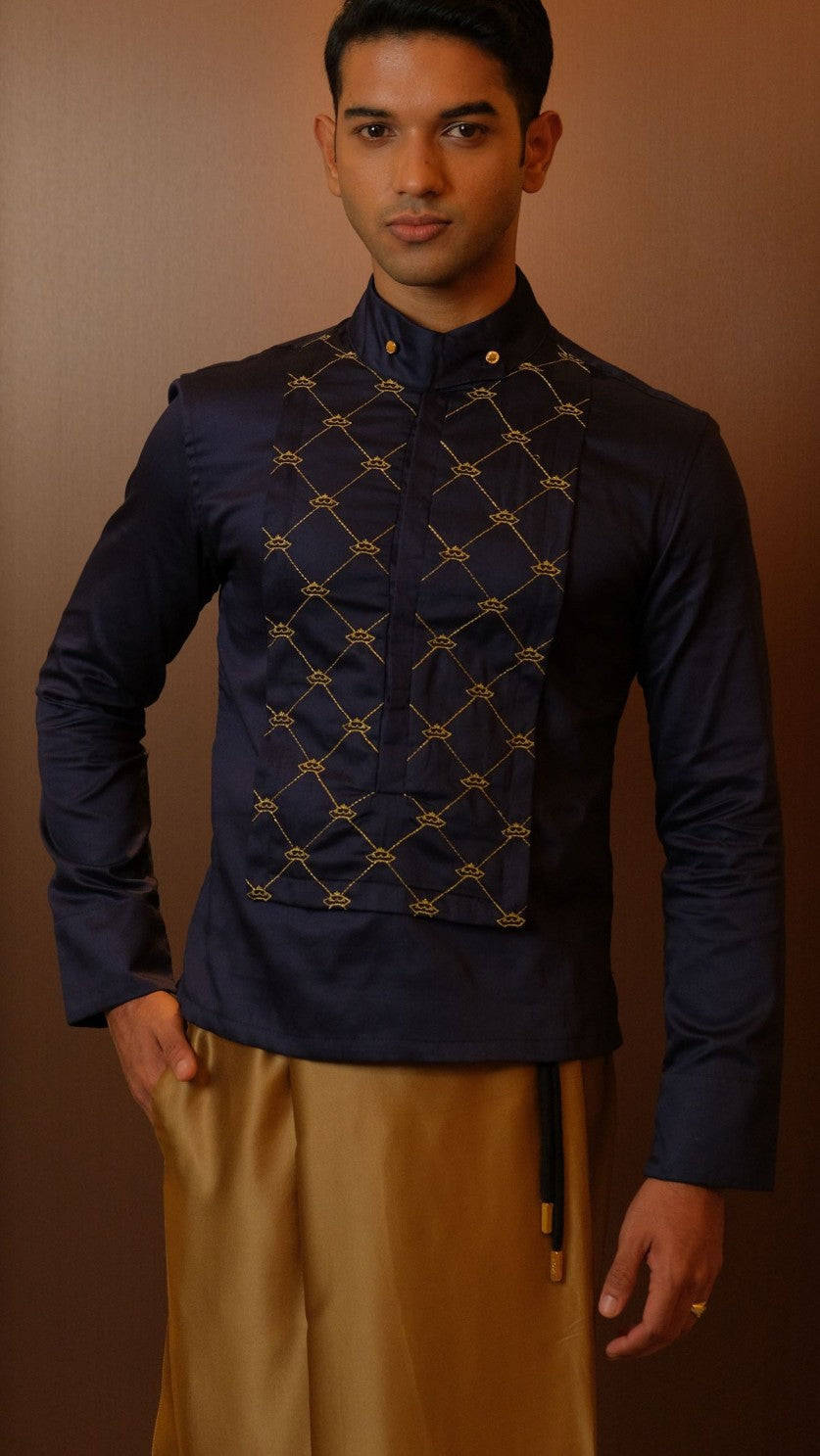 Admiral Crown Shirt x Gold Silk Sarong.