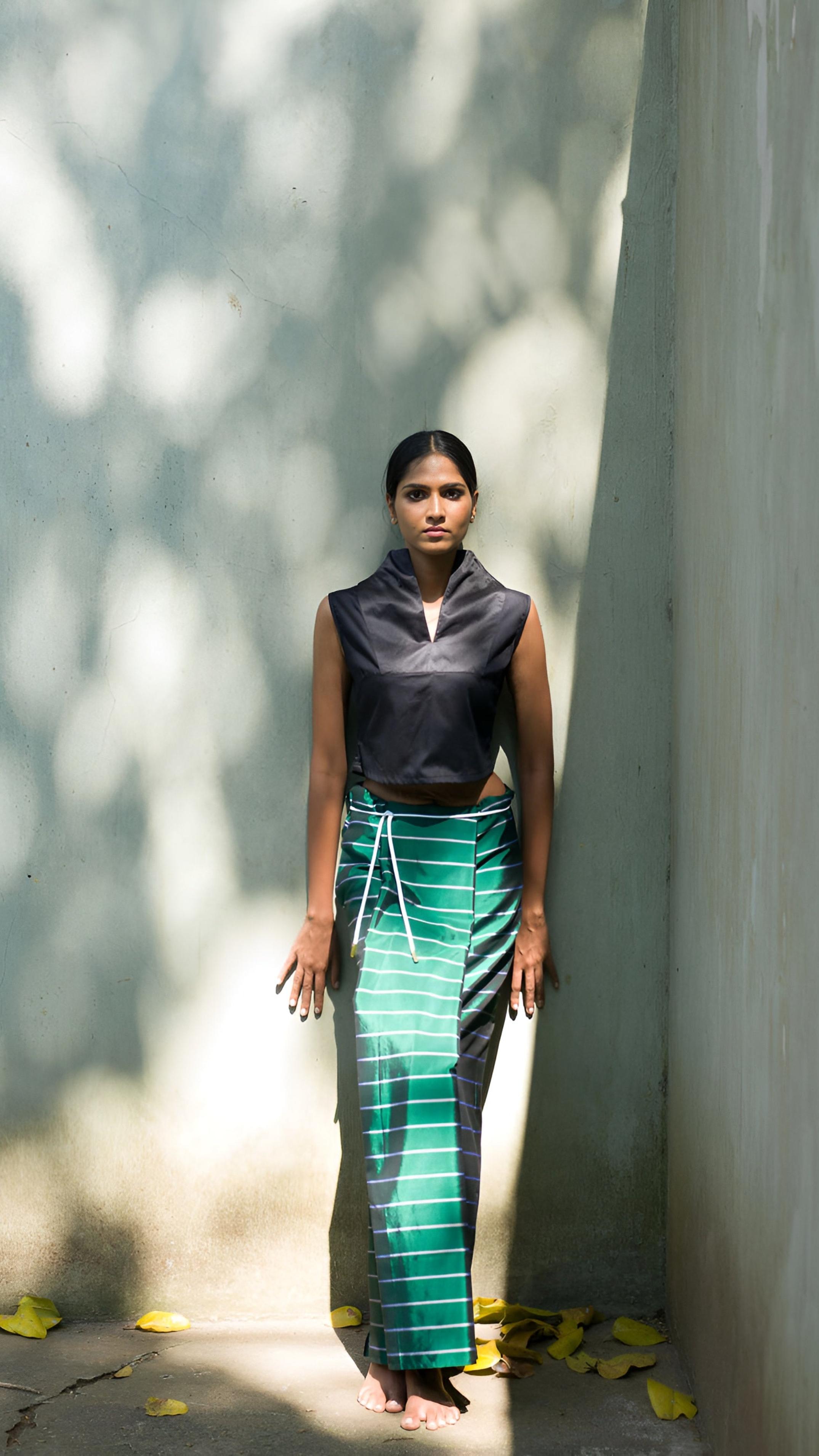 Nautical Sarong Emerald with White lines