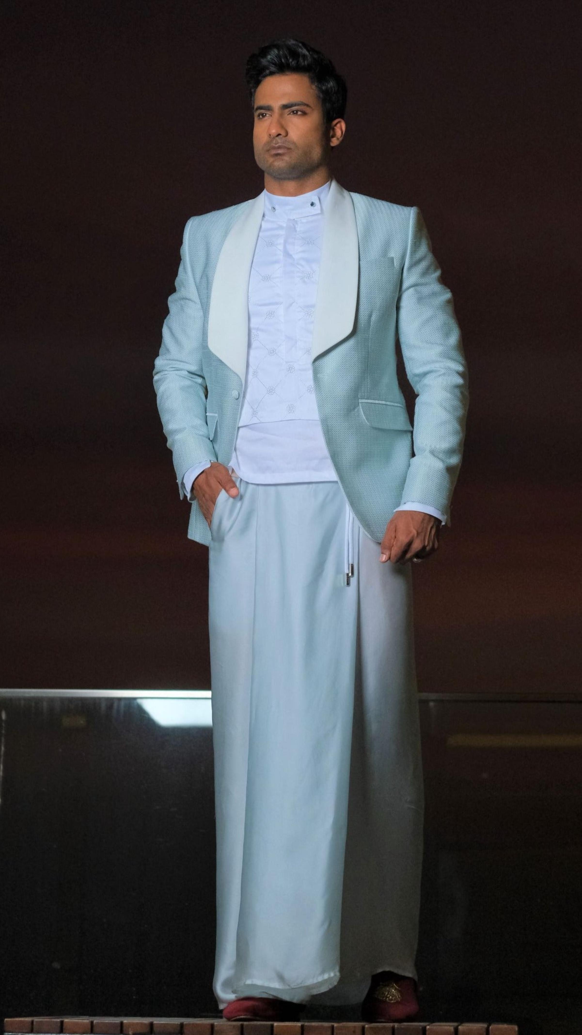 Mint Green Tuxedo Jacket x Mint Green Silk Sarong