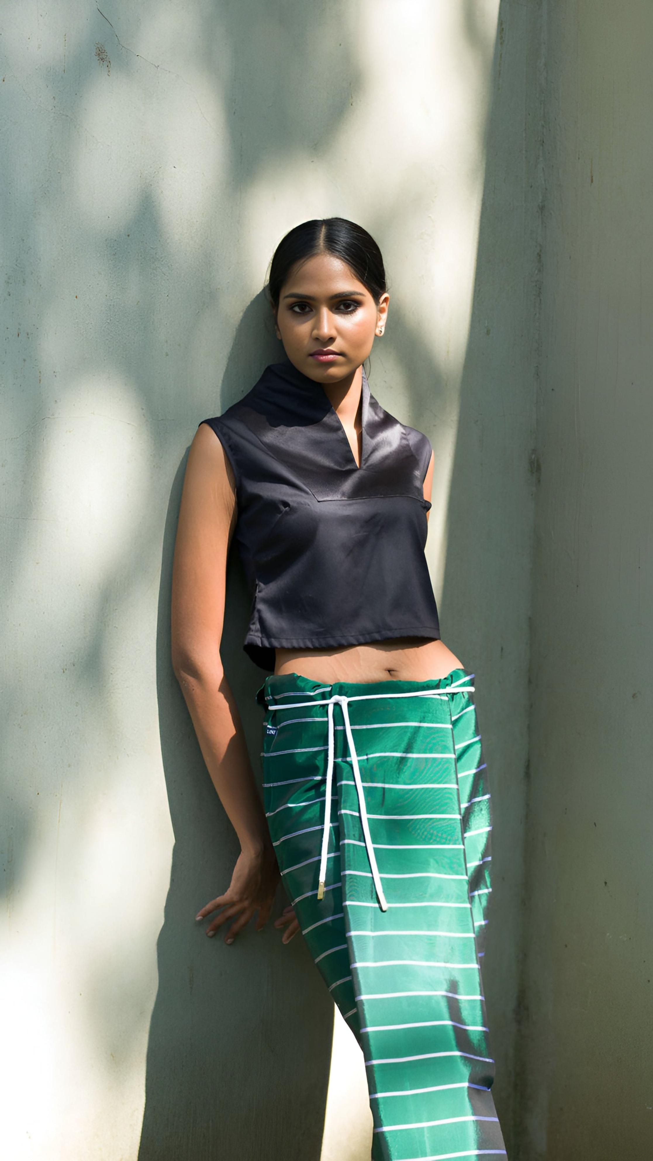 Nautical Sarong Emerald with White lines