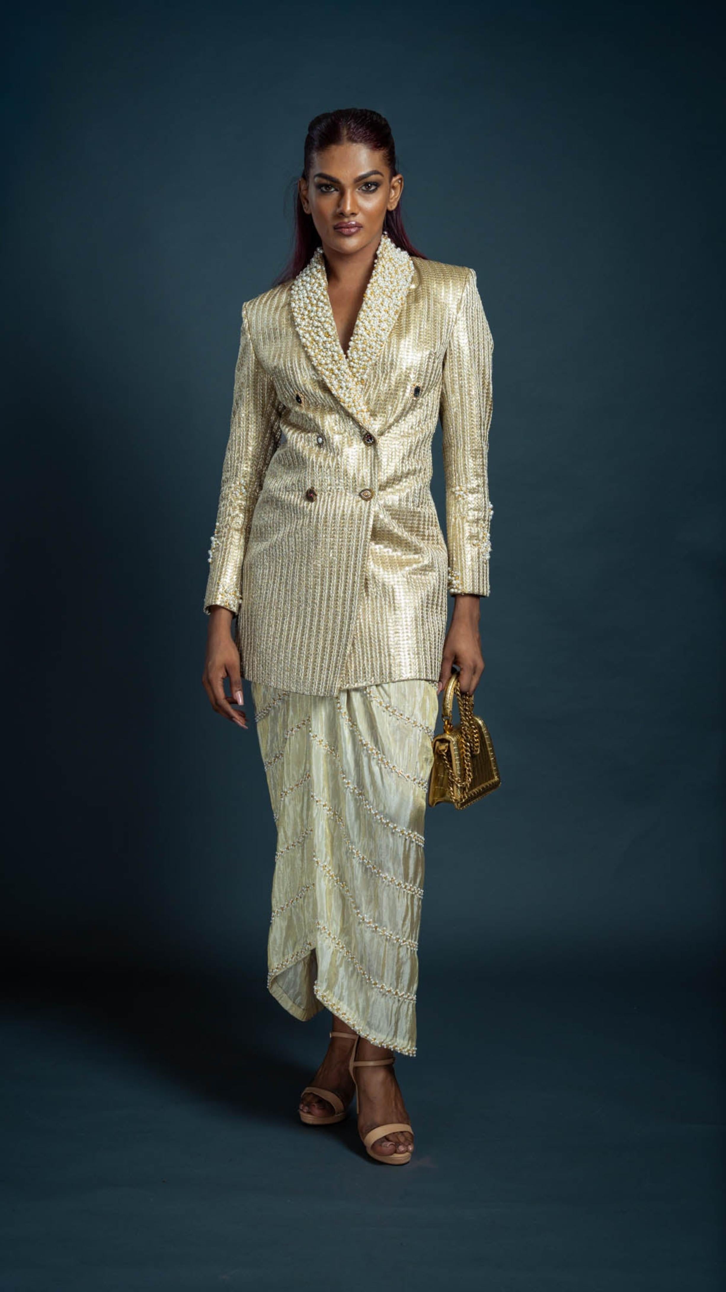 LOVI Pearl Beaded Blazer & Wrap