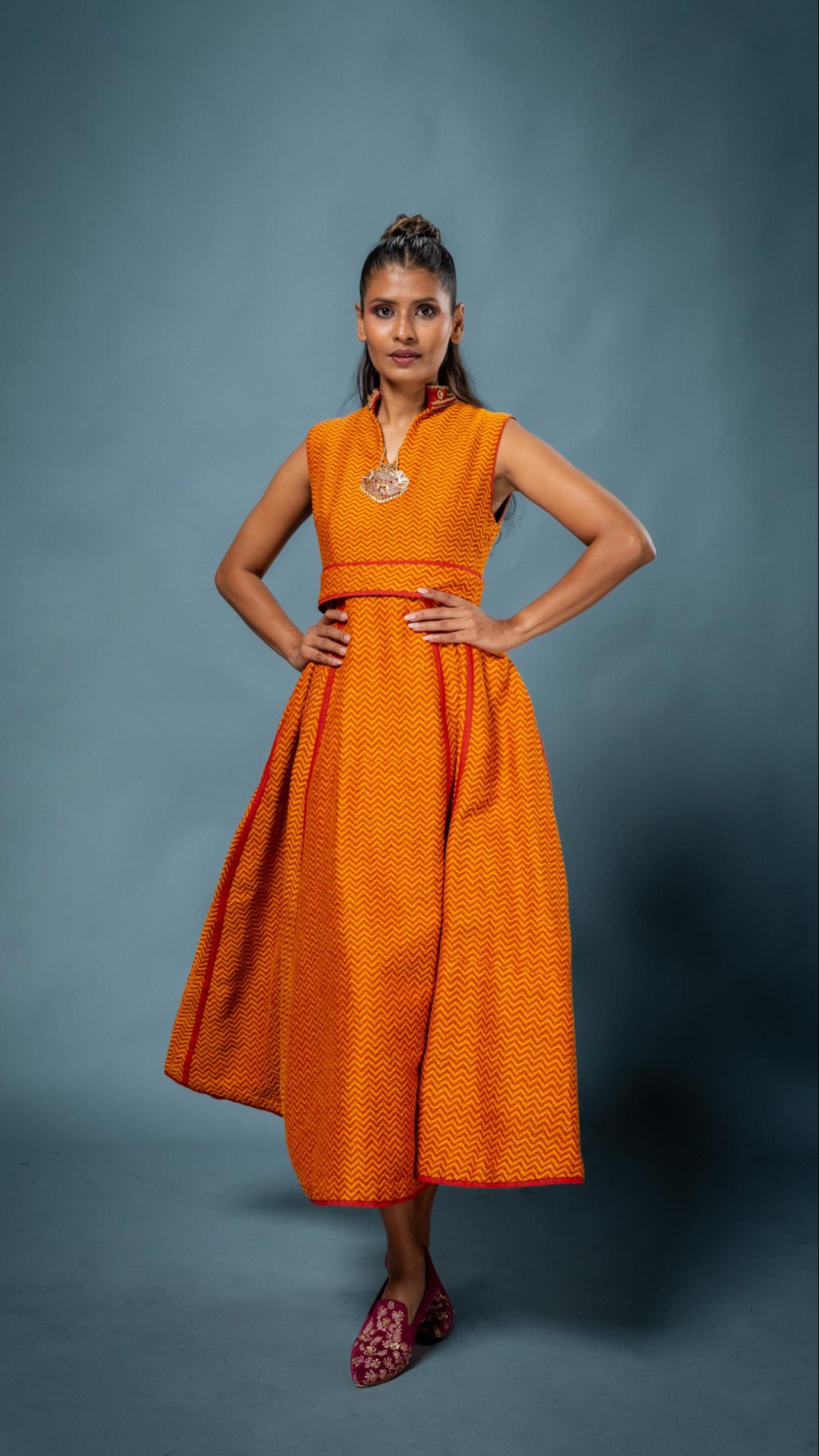 LOVI Handloom Dress with Piping Details