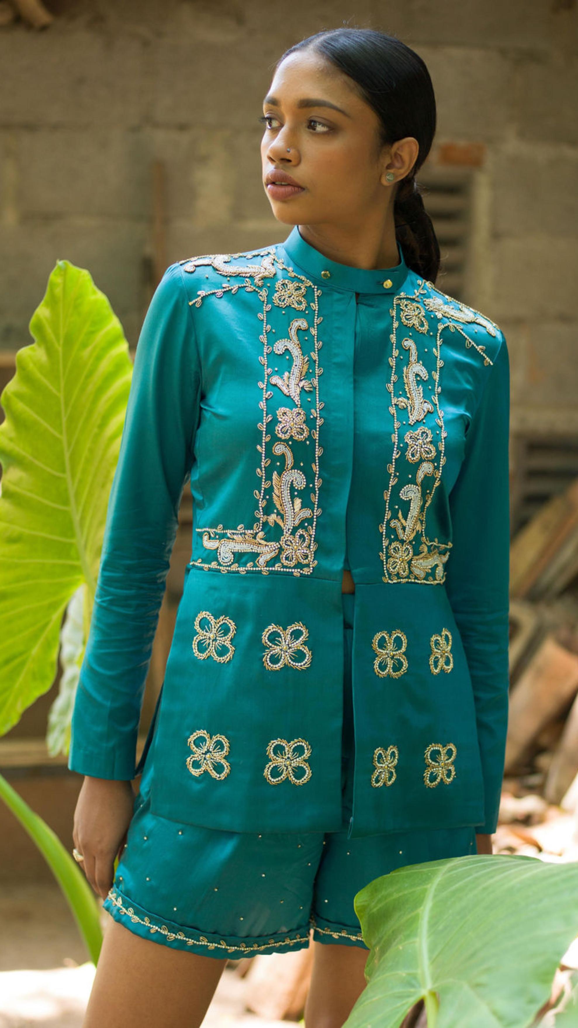 Hand Embroidered Manike Jacket with Shorts