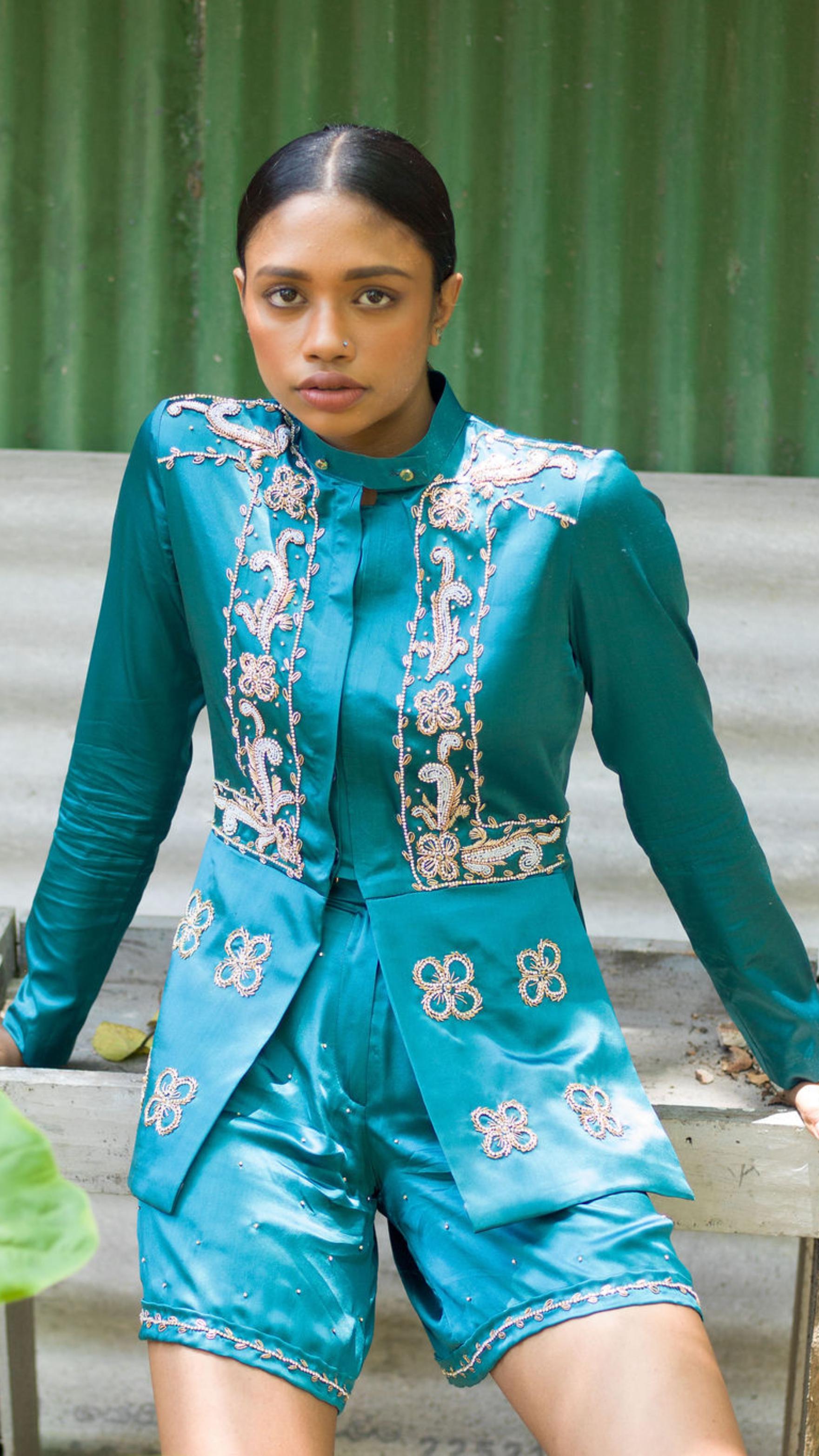 Hand Embroidered Manike Jacket with Shorts