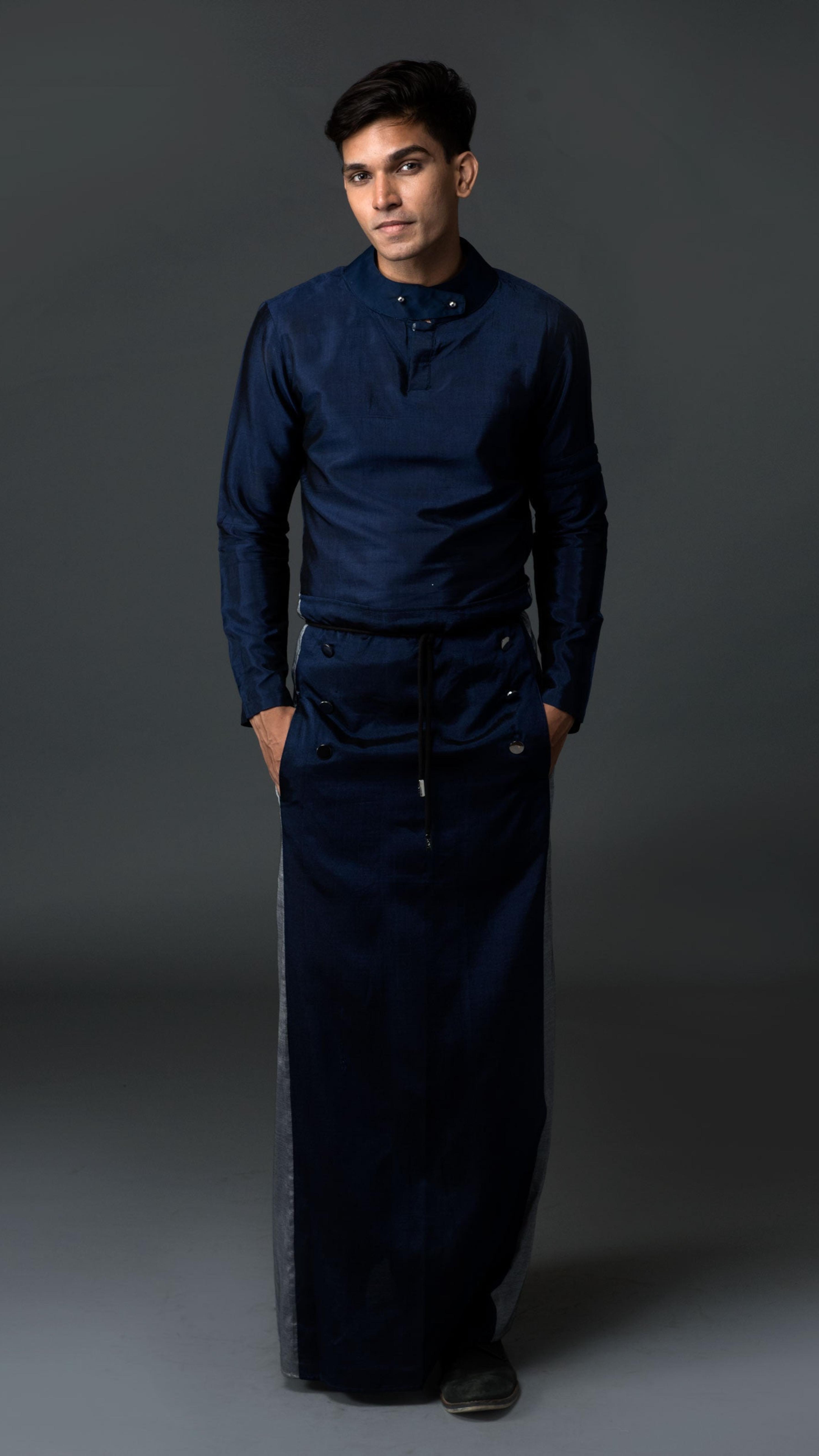 Admiral Sarong. Blue On Silver