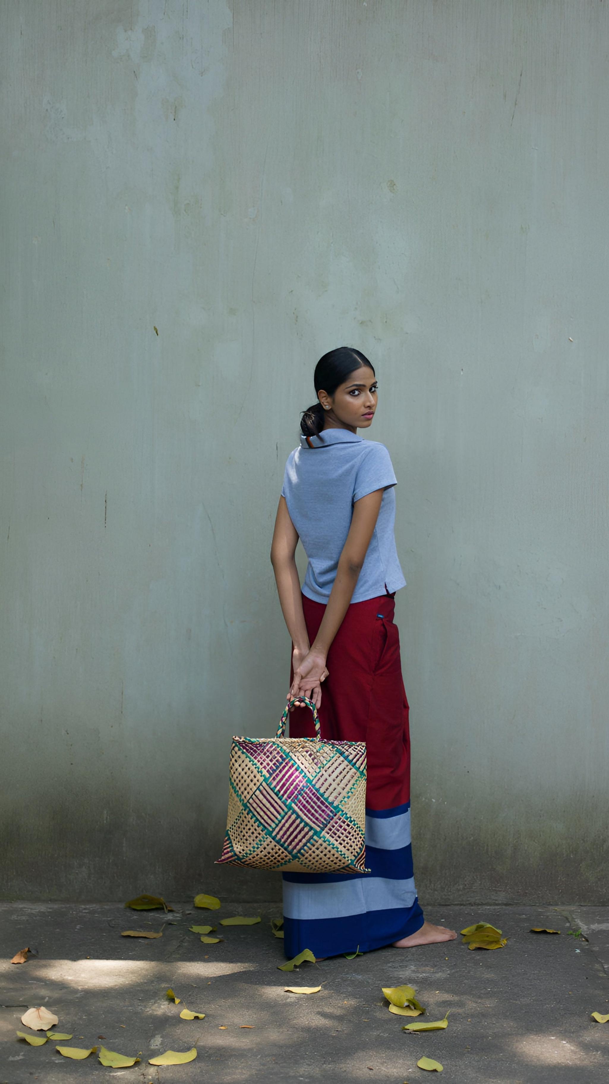 Rugby Sarong in Red with Navy Blue & Silver