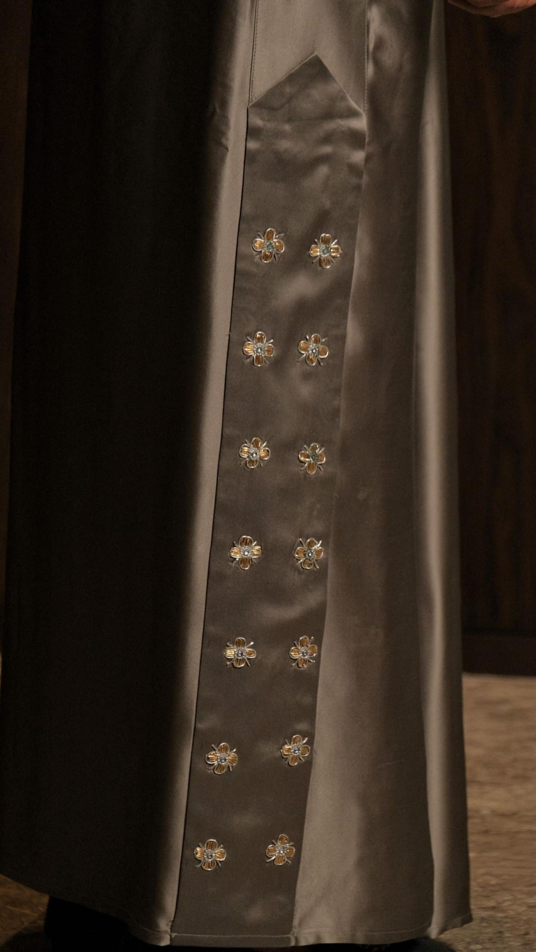 Embroidered Grey Silk National