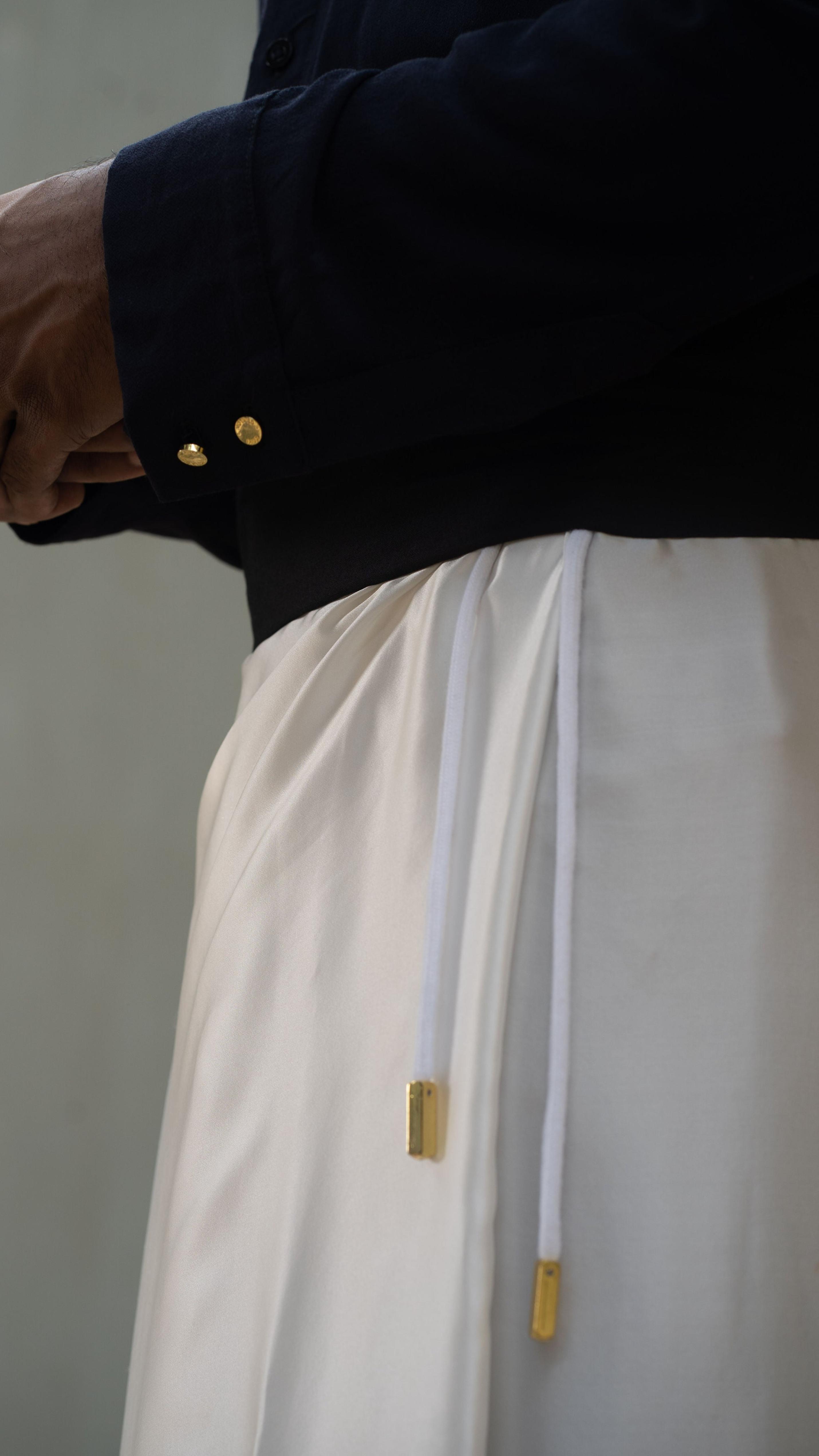 LOVI White Pure Silk Tuxedo Sarong