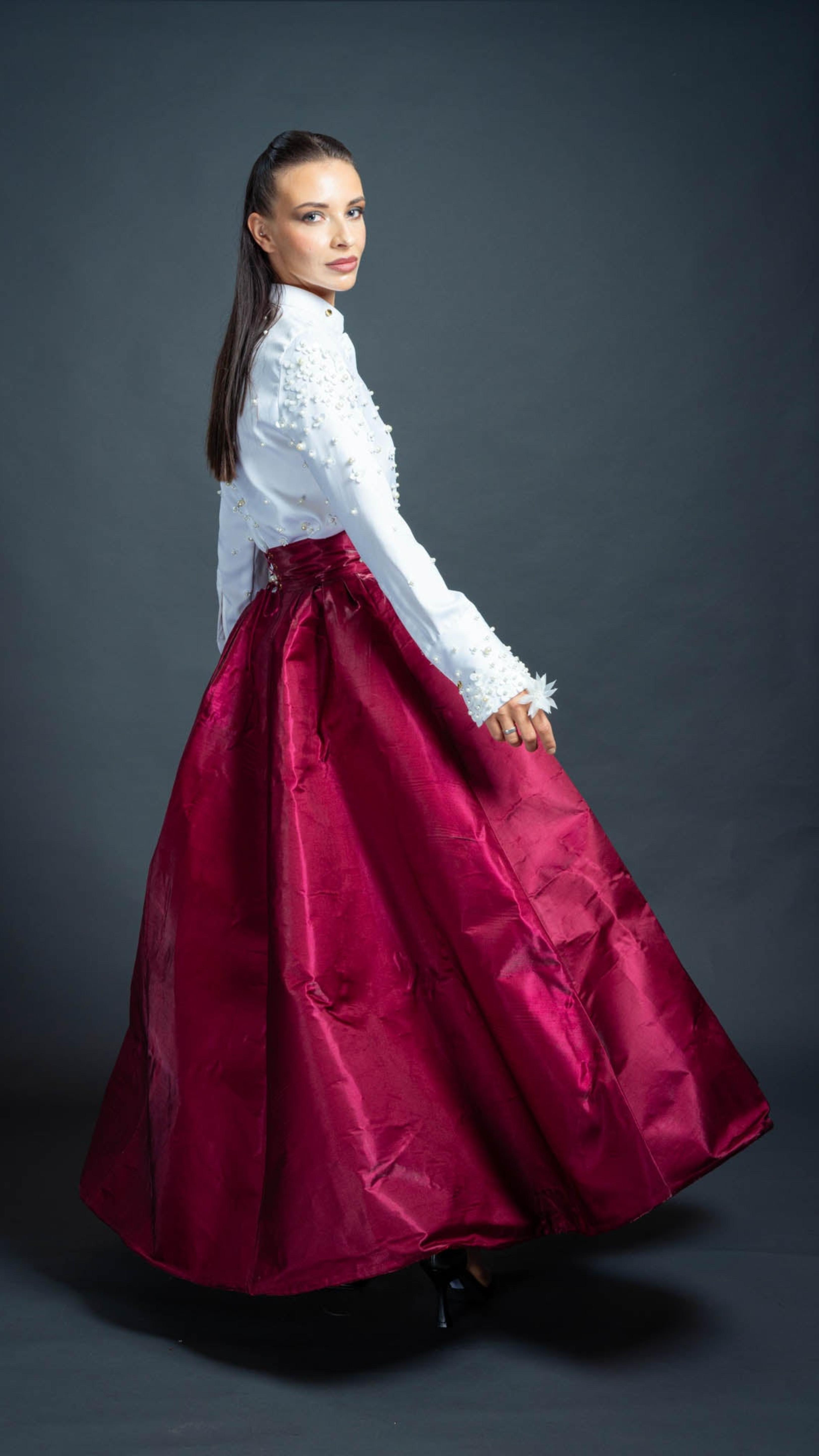 LOVI Floral & Pearl Blouse & Skirt