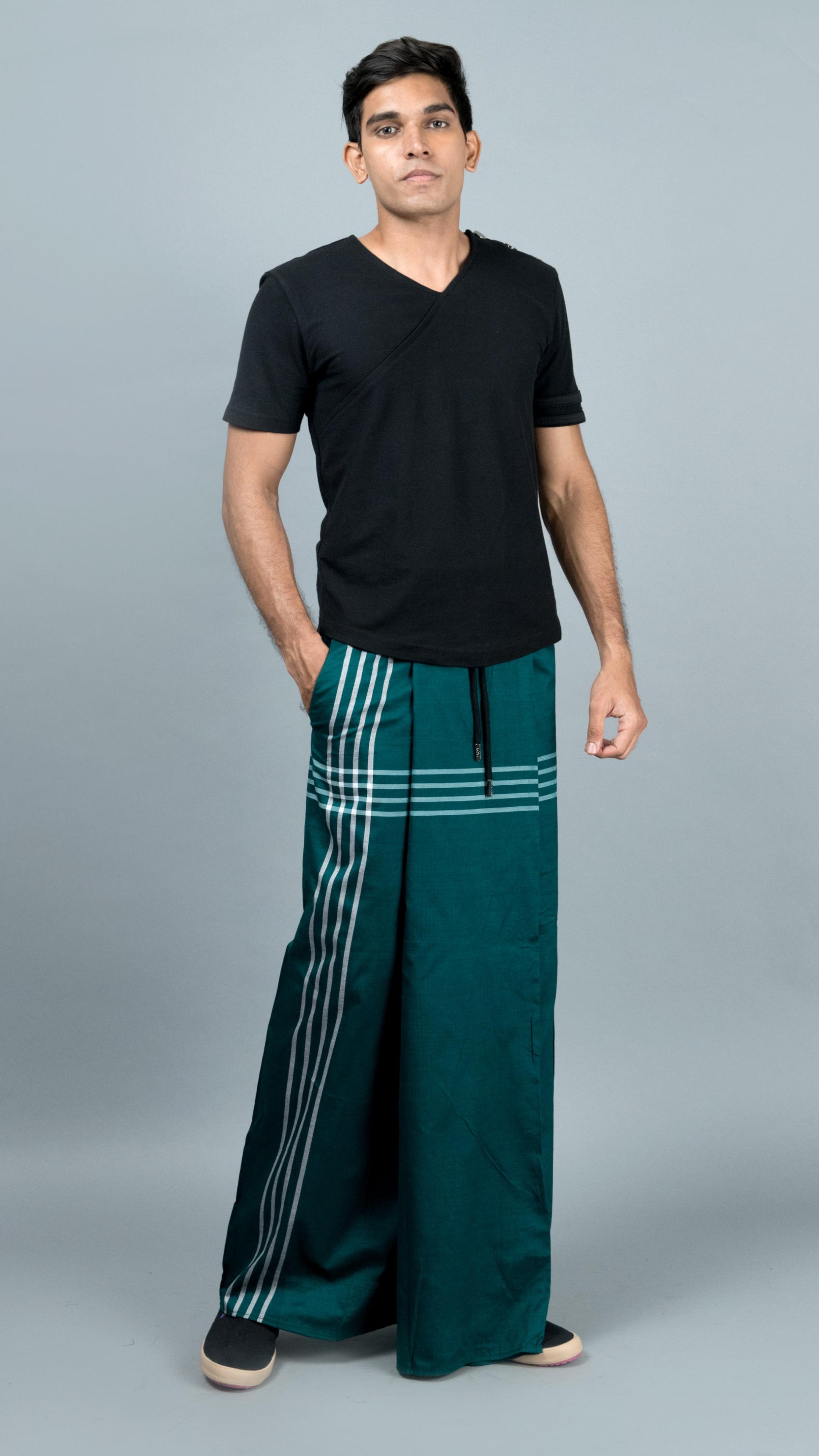 Woven Check Sarong in Green