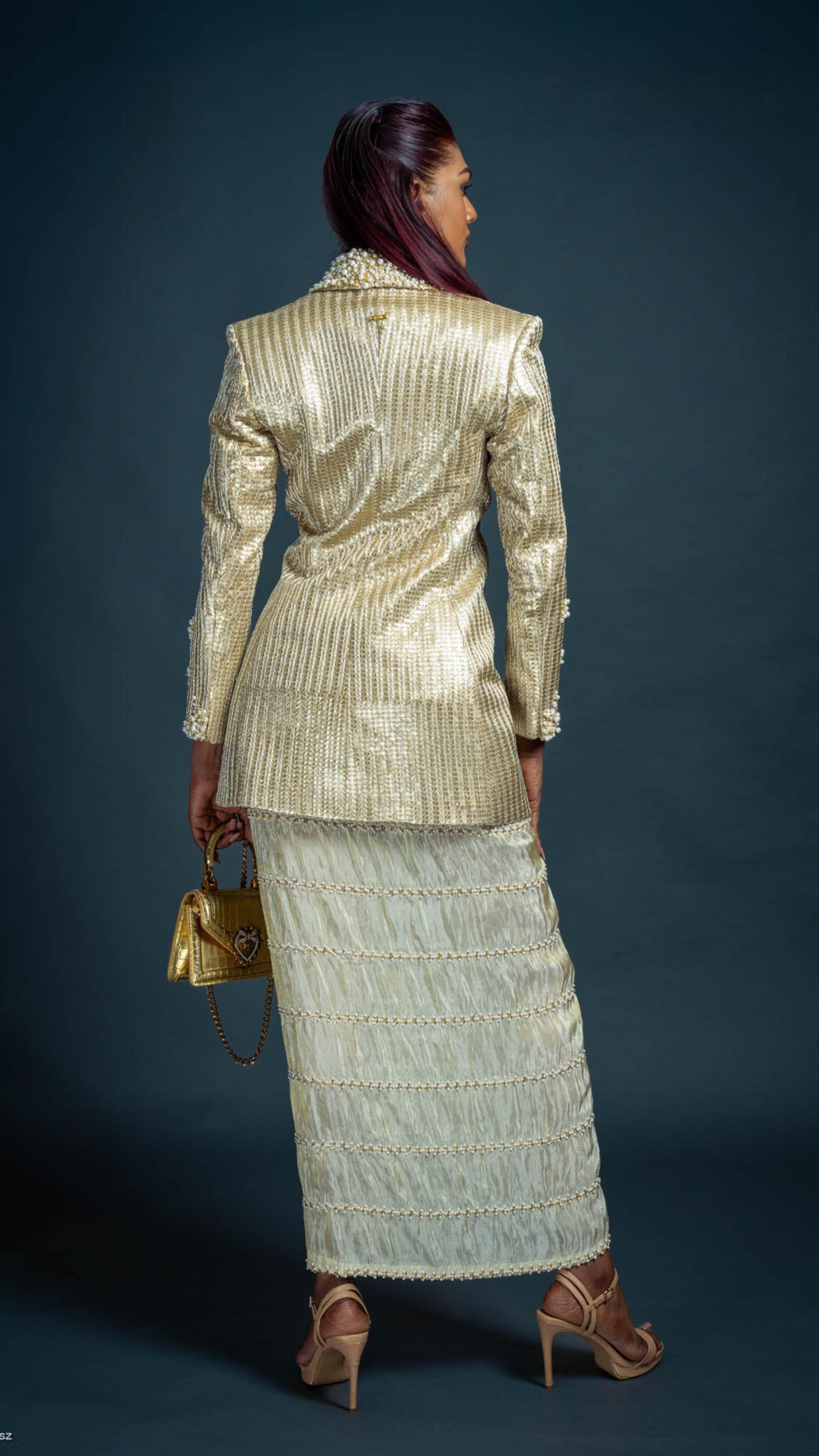 LOVI Pearl Beaded Blazer & Wrap