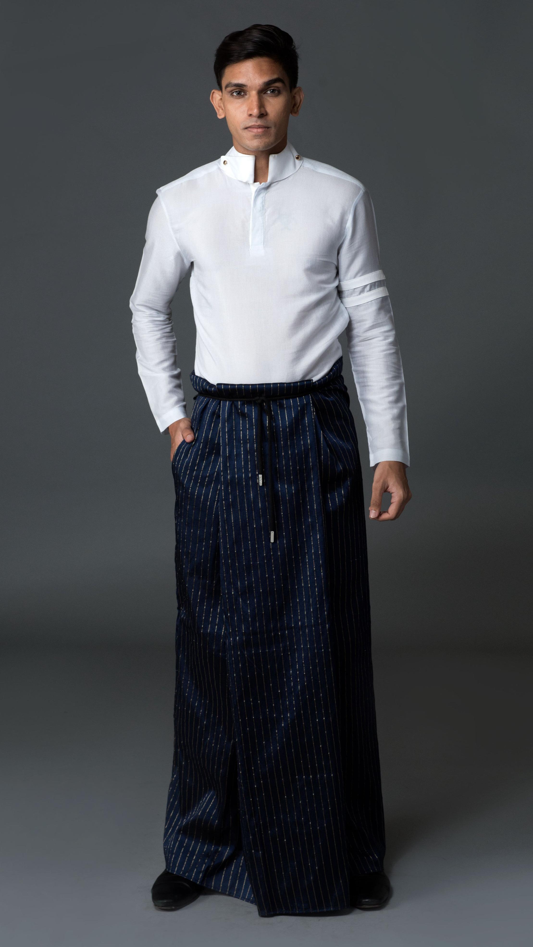 Royal Pinstripe Sarong in Blue