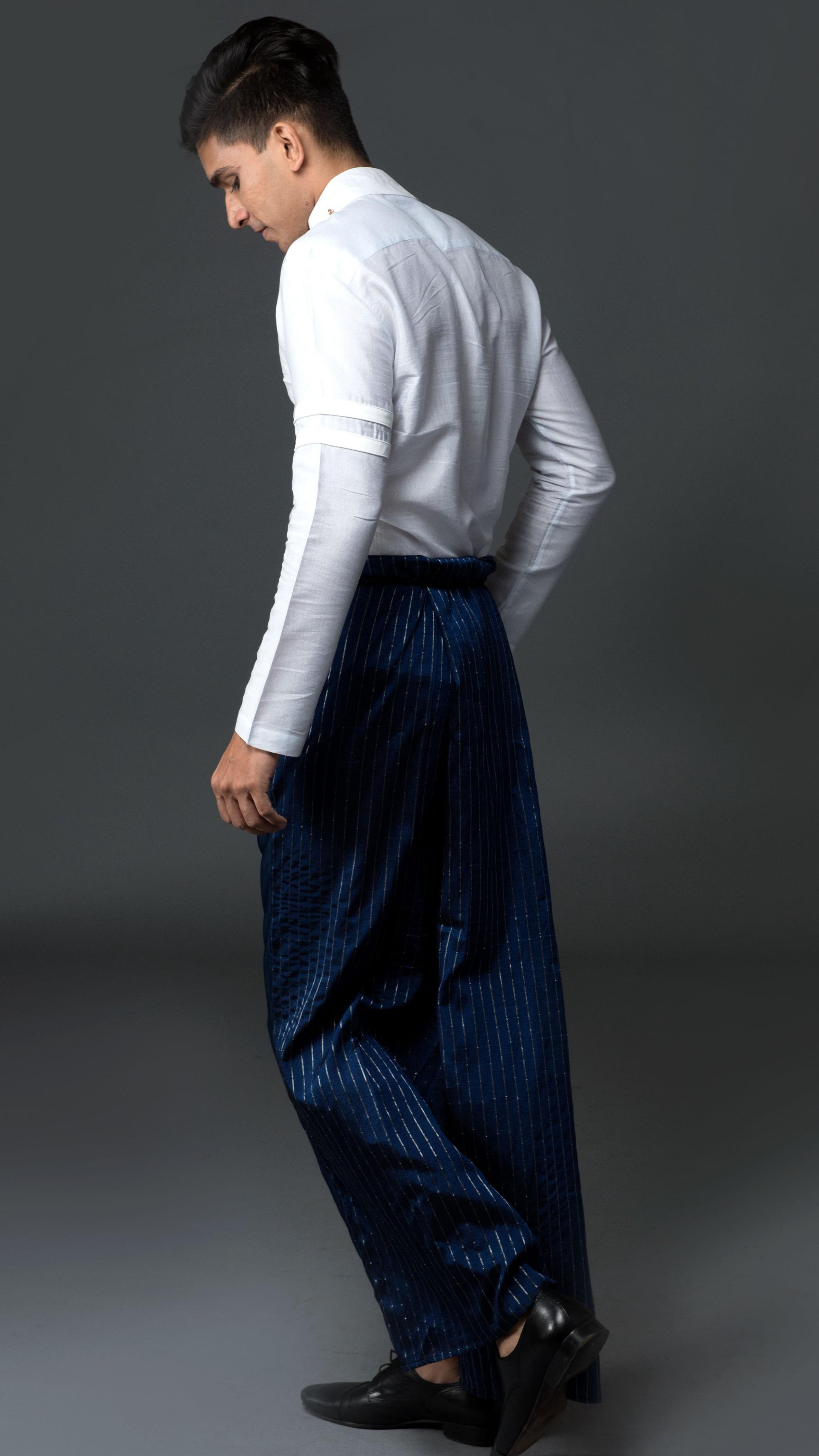 Royal Pinstripe Sarong in Blue