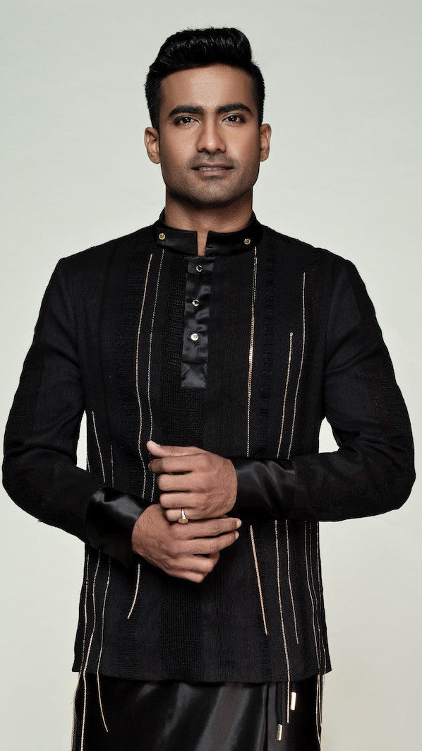 Handwoven Wool Shirt with Chain Details