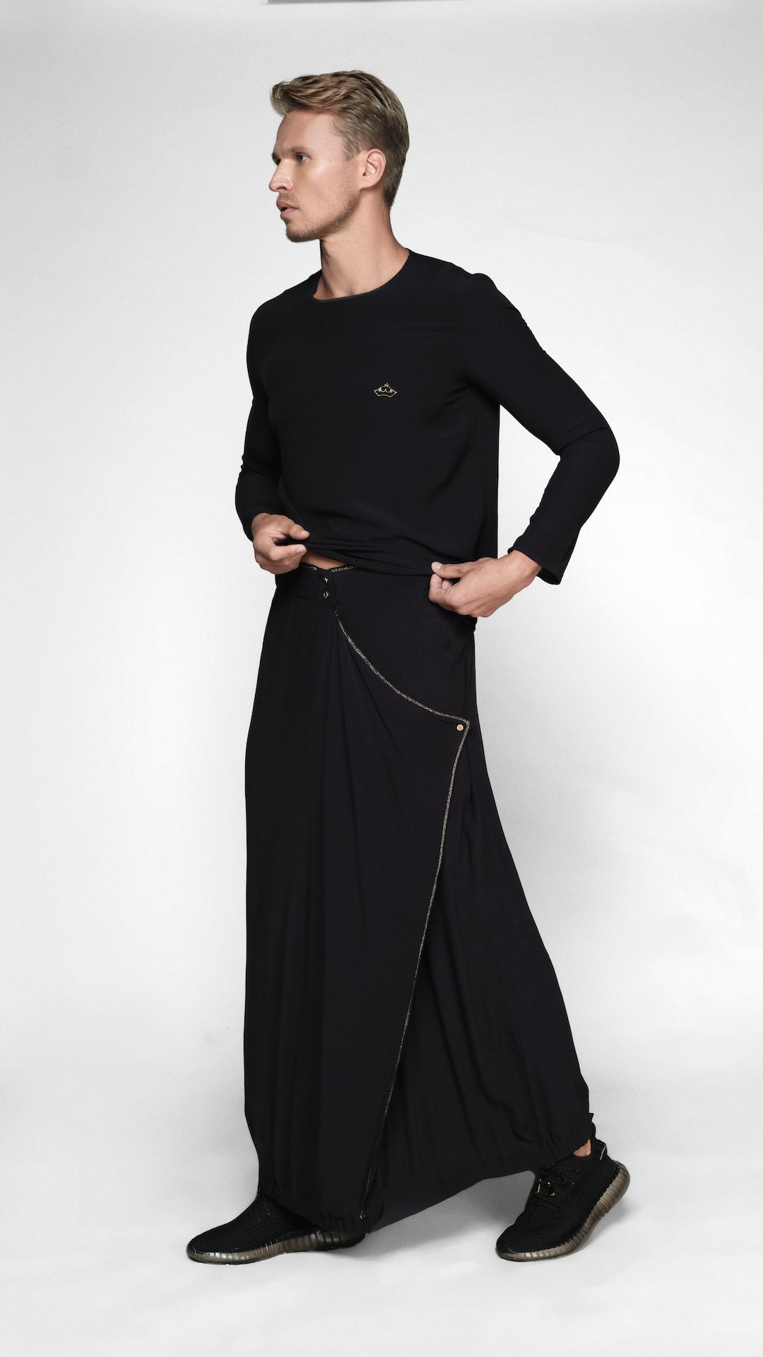 Silk Sarong with Gold Embroidery