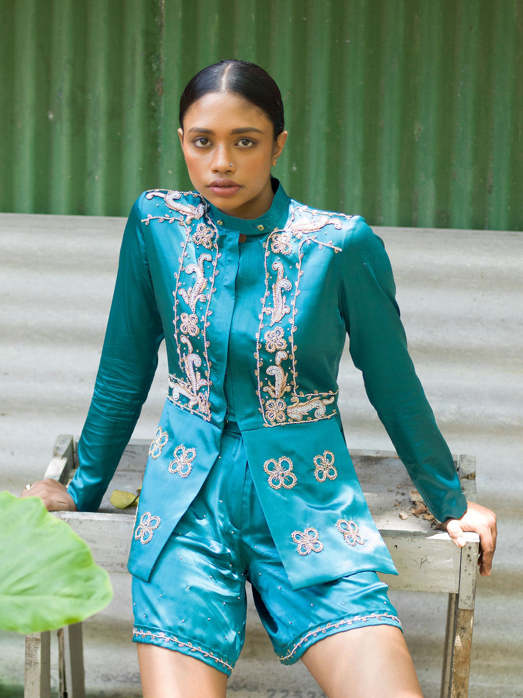 Hand Embroidered Manike Jacket with Shorts