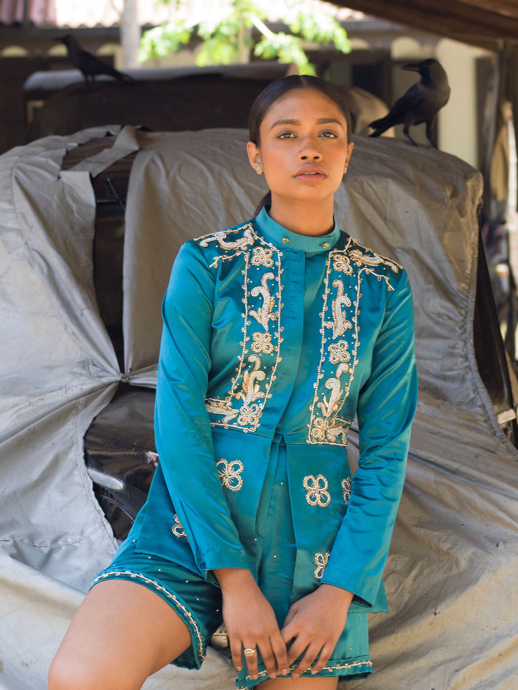 Hand Embroidered Manike Jacket with Shorts