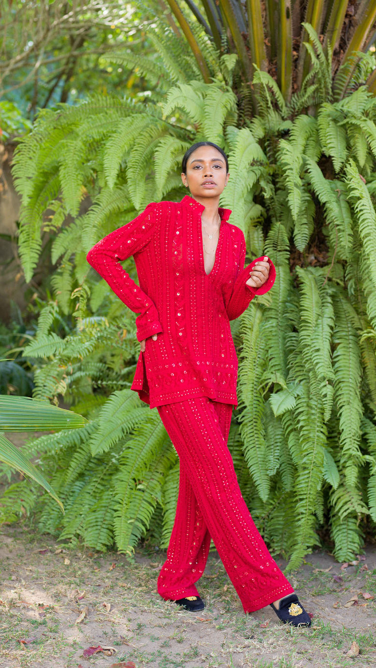 Embroidered Lace National with Pants