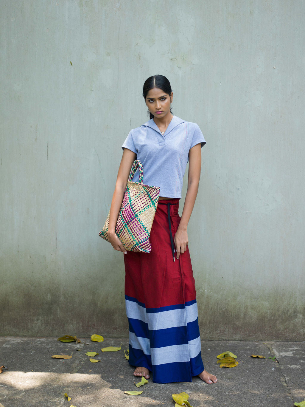 Rugby Sarong. Red, Blue and Silver