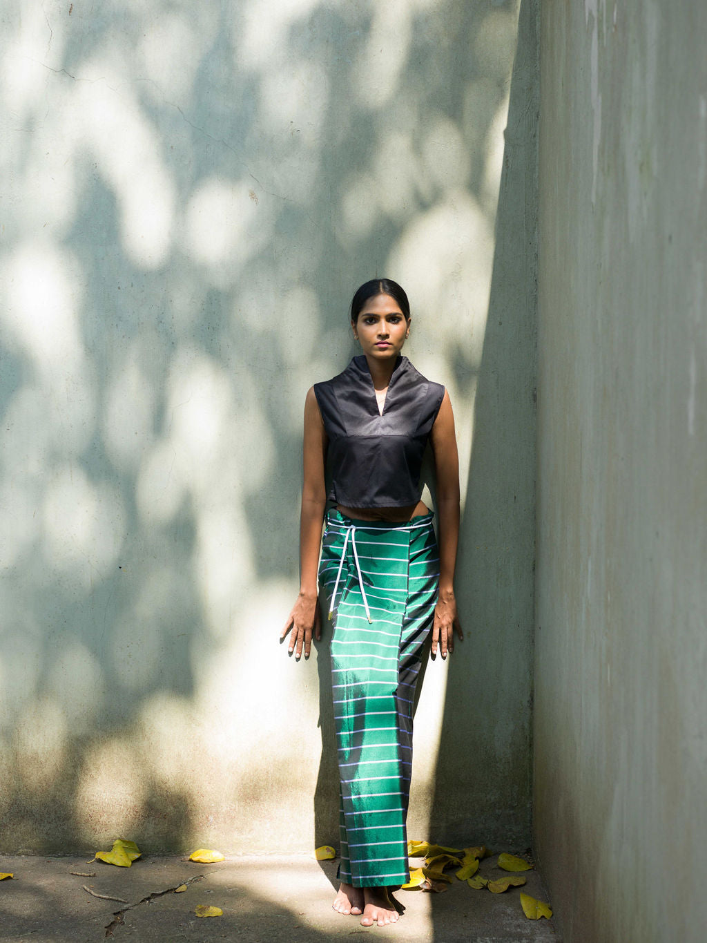 Nautical Sarong Emerald with White lines