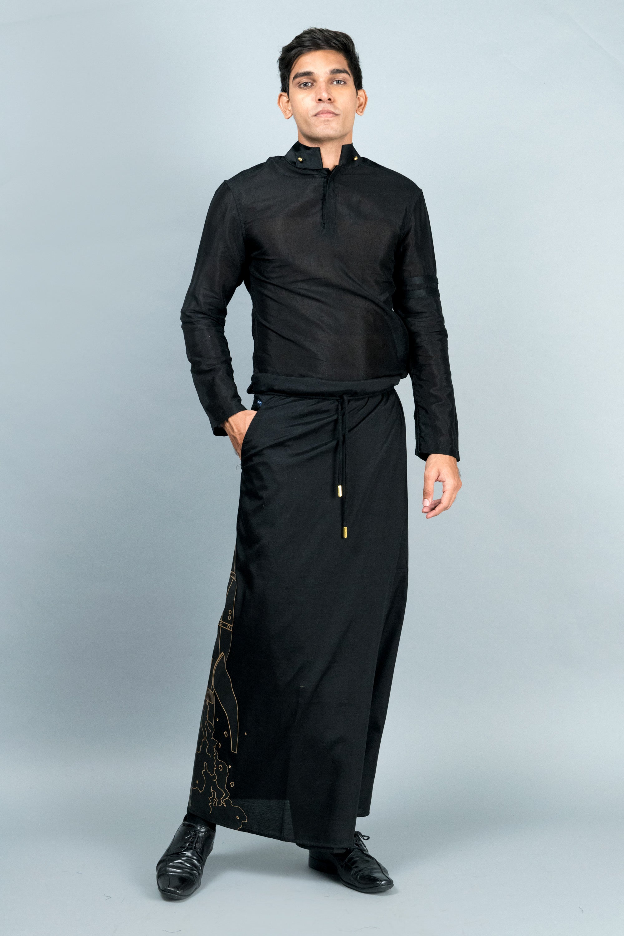 Gold astronaut sarong in black