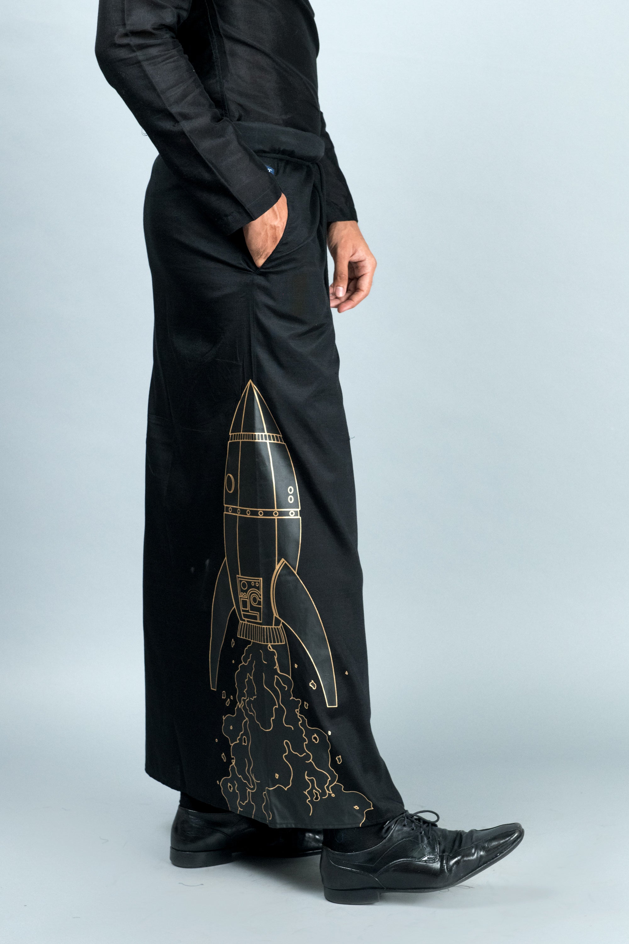 Gold astronaut sarong in black