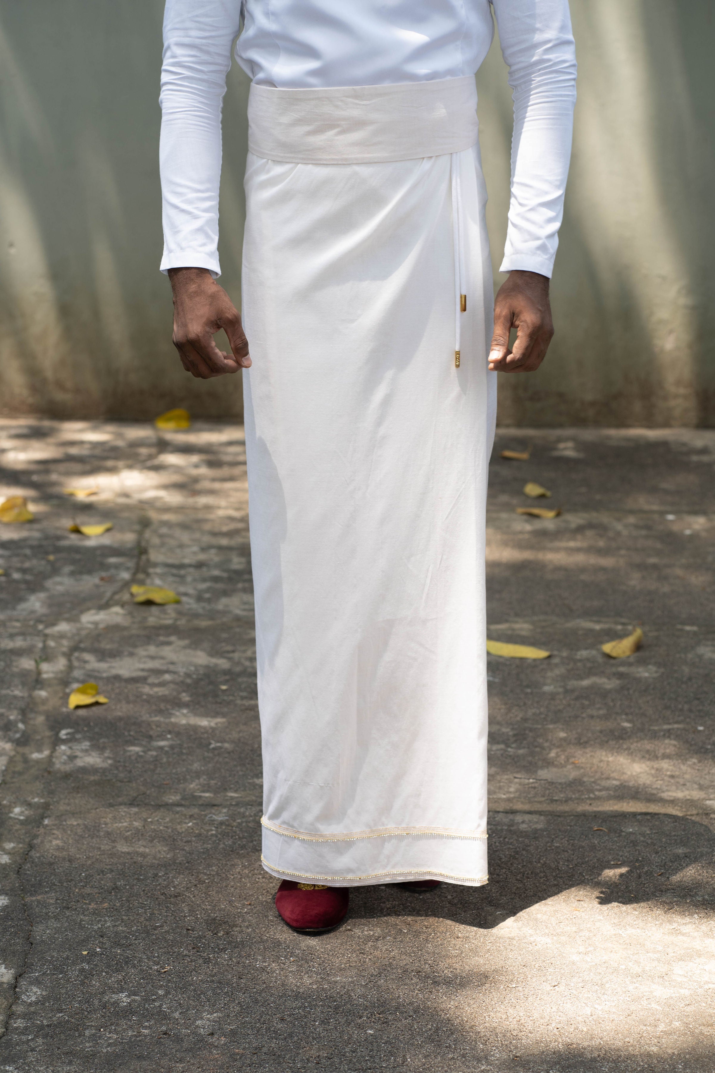 Cotton Sarong with Gold Hand Embroidered