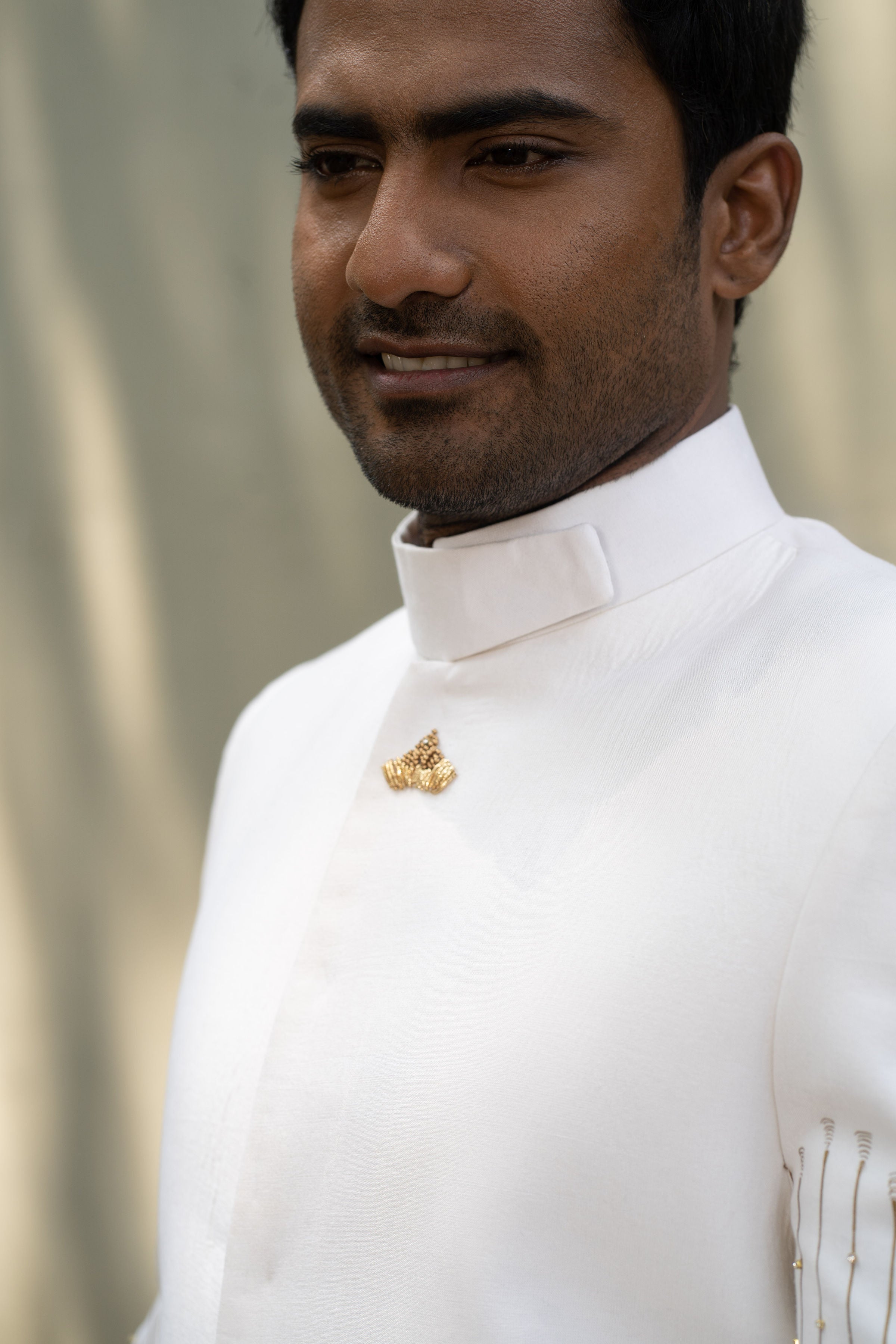 Printed Hand Embroidered Long Jacket with Hand Detailed Sarong