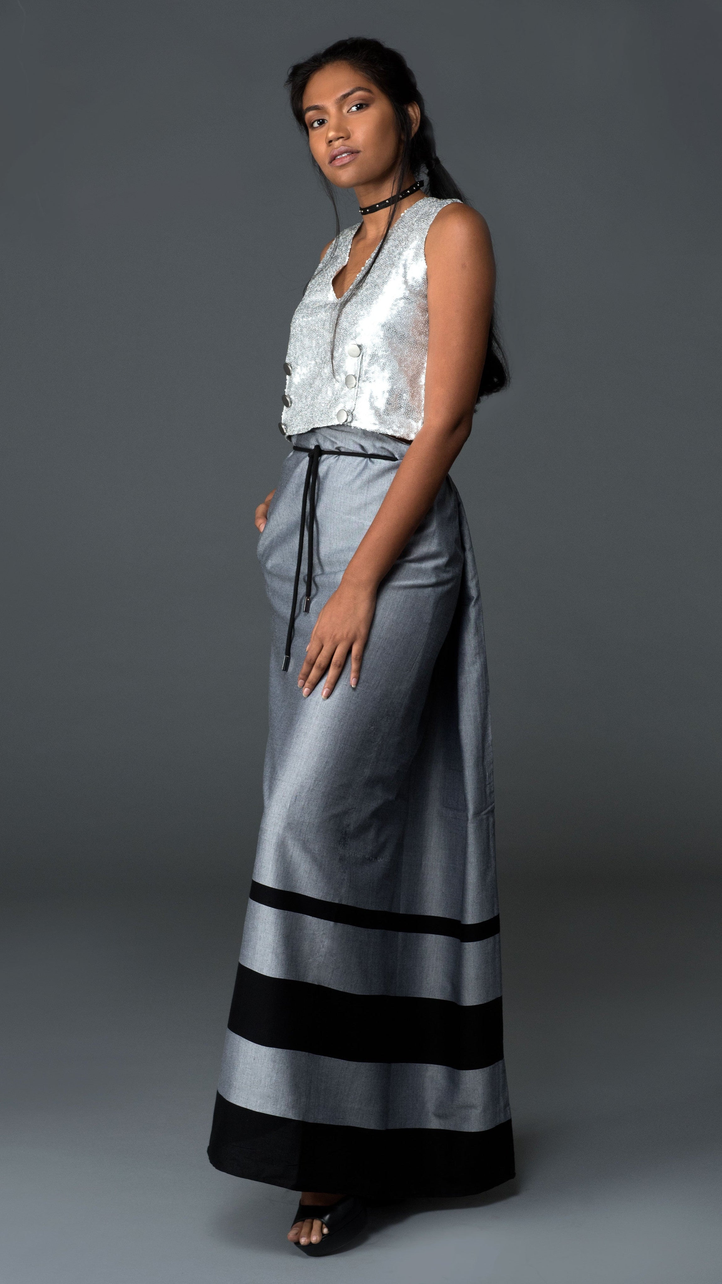 Rugby Sarong Silver With Black Stripes