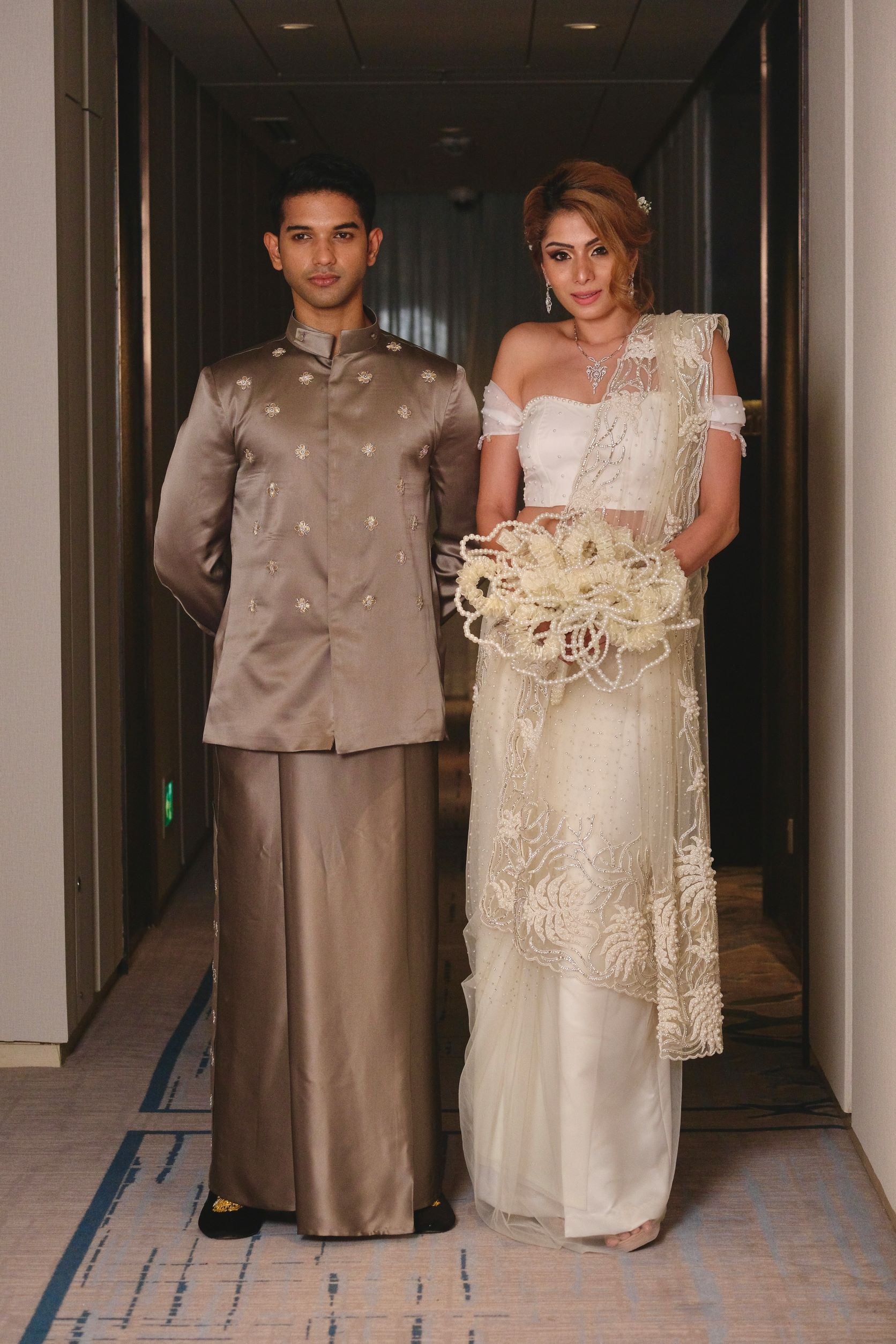 Embroidered Grey Silk National