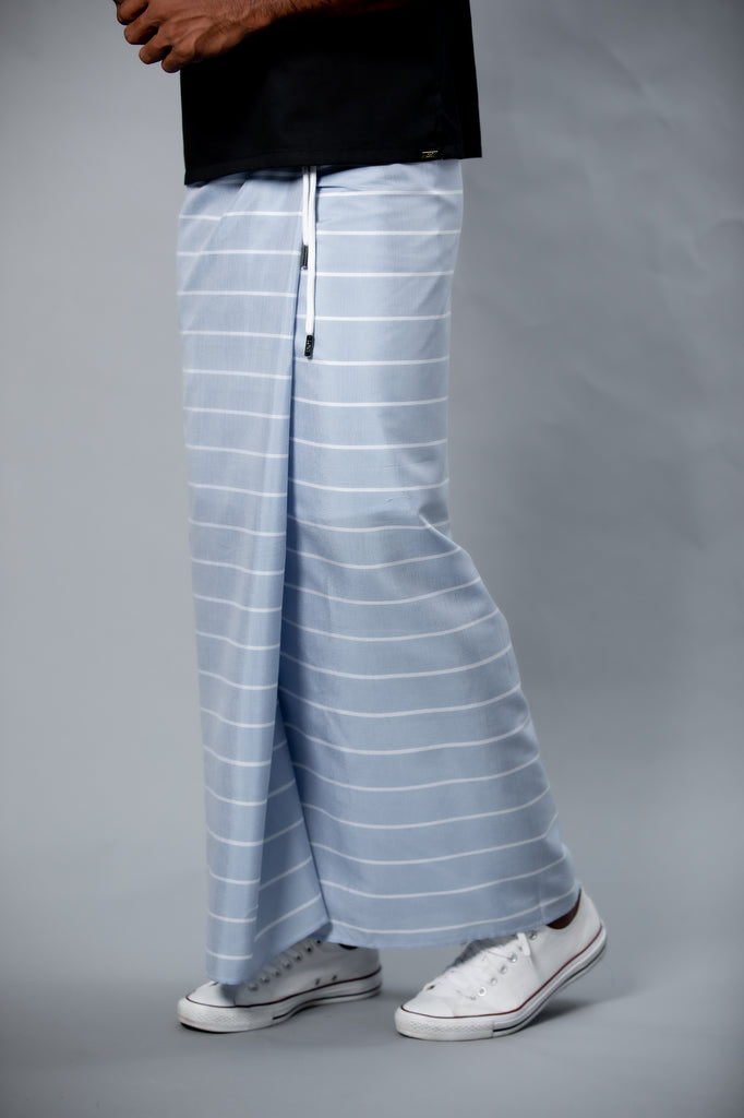 Classic Nautical Sarong Pastel Blue With White Lines