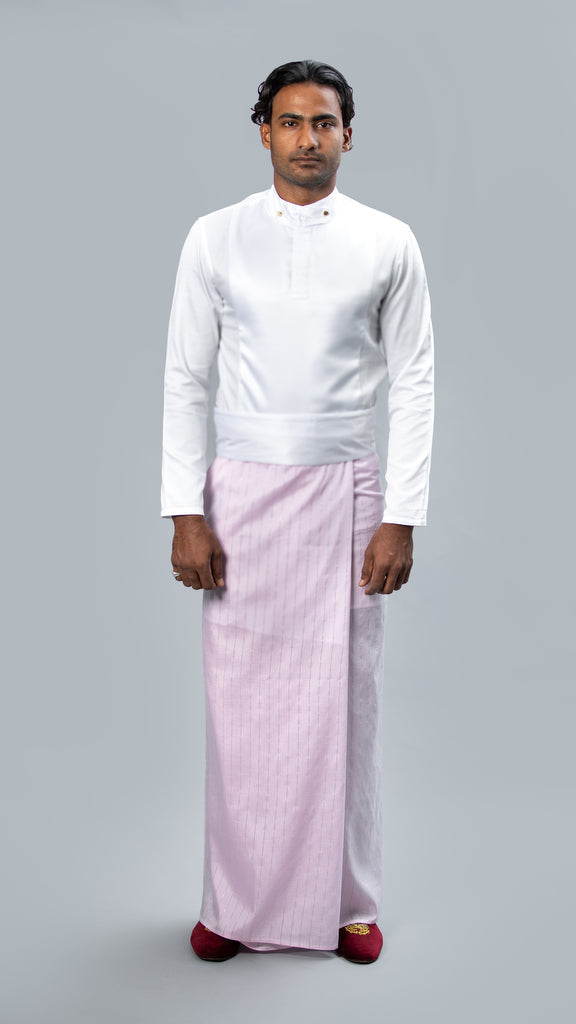 Royal Pinstripe Sarong Pastel Pink With Silver Stripes