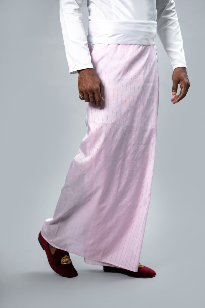 Royal Pinstripe Sarong Pastel Pink With Silver Stripes