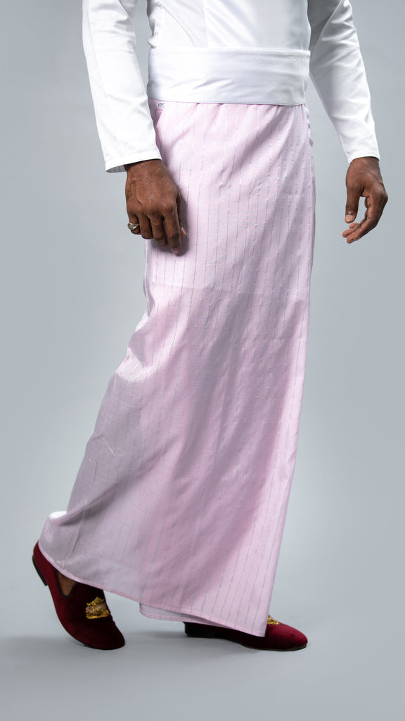 Royal Pinstripe Sarong Pastel Pink With Silver Stripes