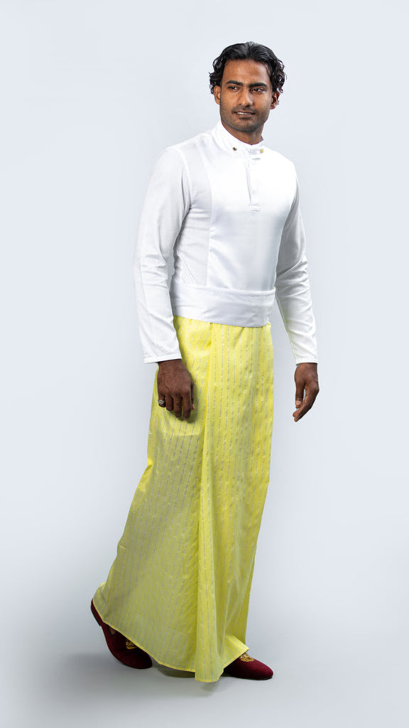 Royal Pinstripe Sarong Pastel Yellow With Silver Stripes