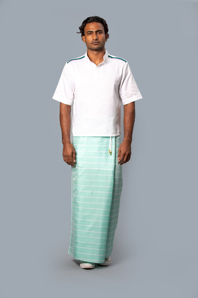 Classic Nautical Sarong Pastel Green With White Lines