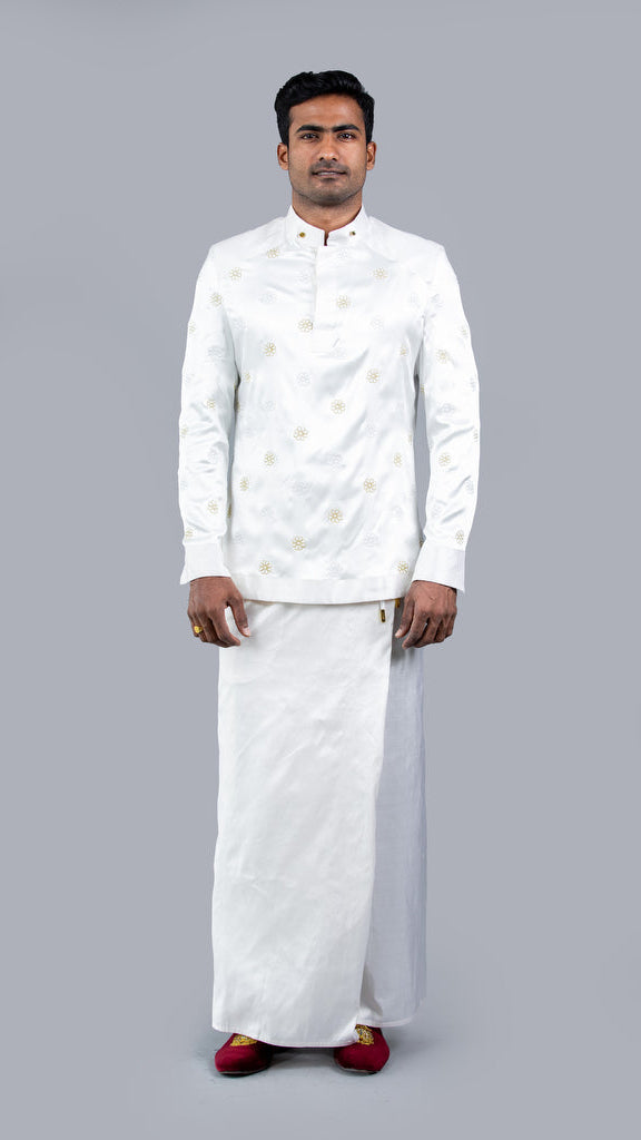 Floral Embroidered Silk Sri Lankan National