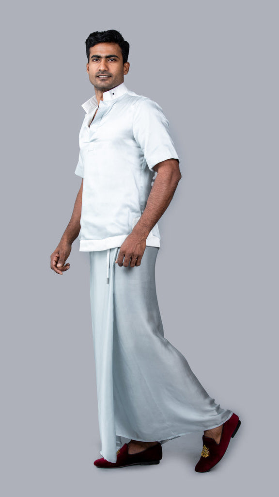 Two Tone, Short-Sleeves Silk Sri Lankan National