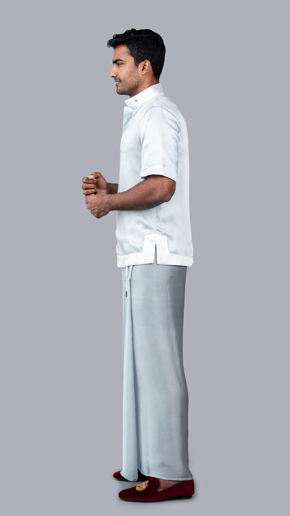 Two Tone, Short-Sleeves Silk Sri Lankan National