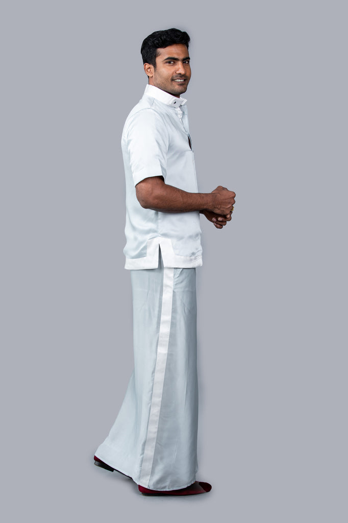 Two Tone, Short-Sleeves Silk Sri Lankan National